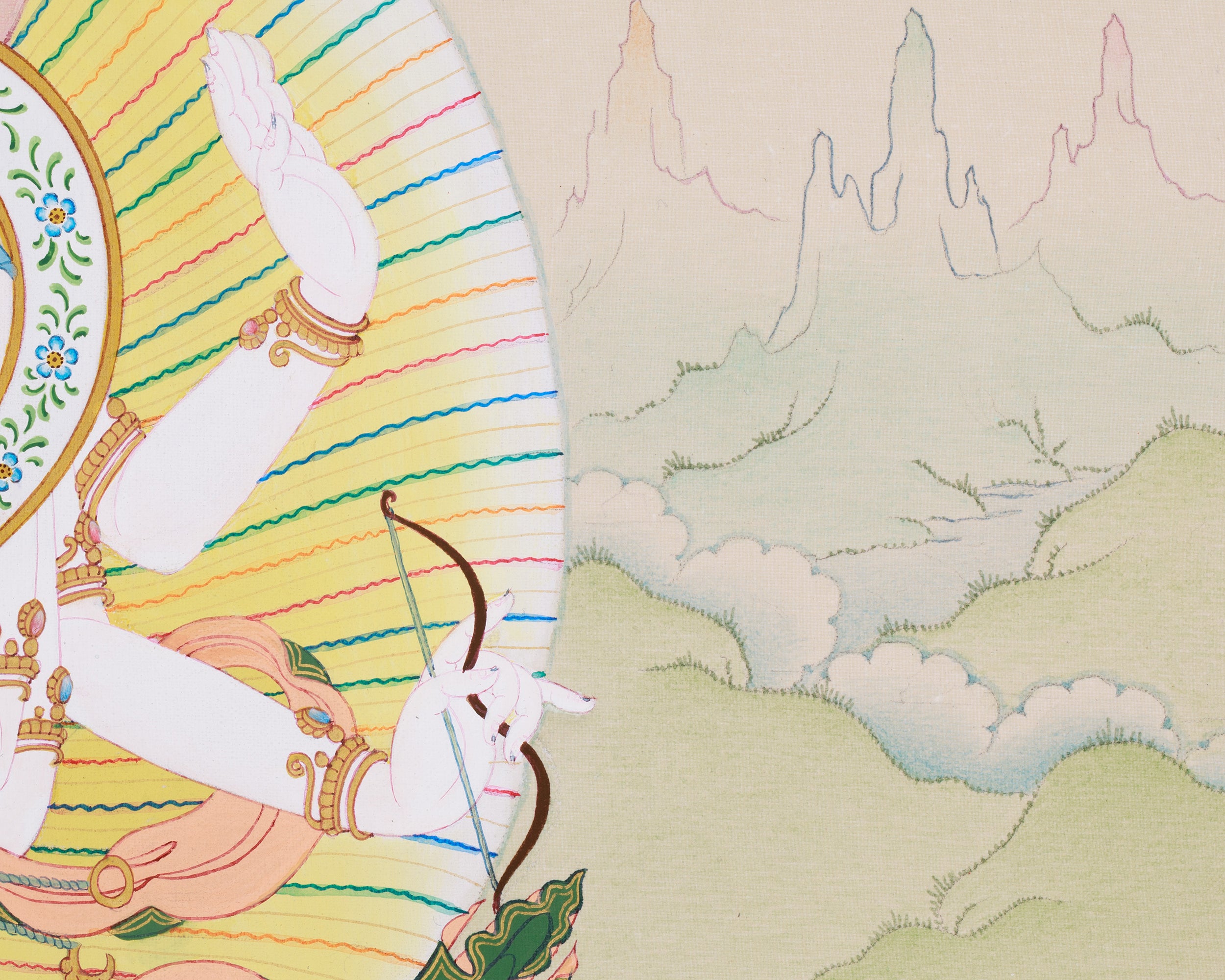 【直径15cm 油彩】もんちゃん#21 原画 シロクマ oilpainting Namgyalma Painting | The Goddess of Longevity, Purity, and Enlightened