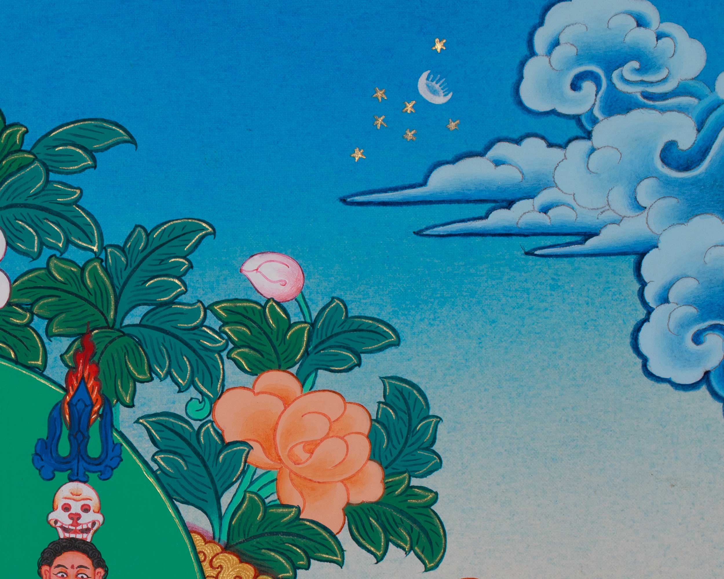 24 Inch Guru Rinpoche Thangka | Peaceful Padmasambhava Artwork