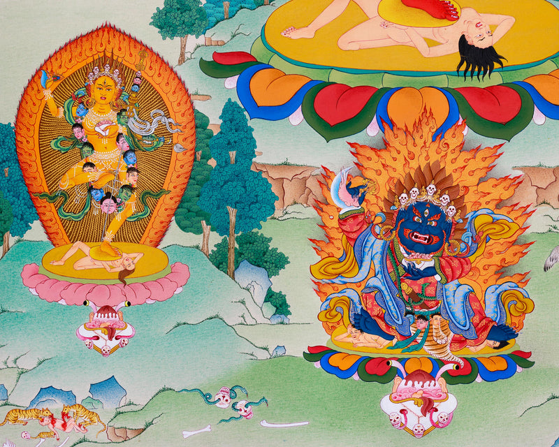 Dorje Phagmo with Four Dakini Thangka | Karma Kagyu Tradition | Exclusive Tibetan Painting