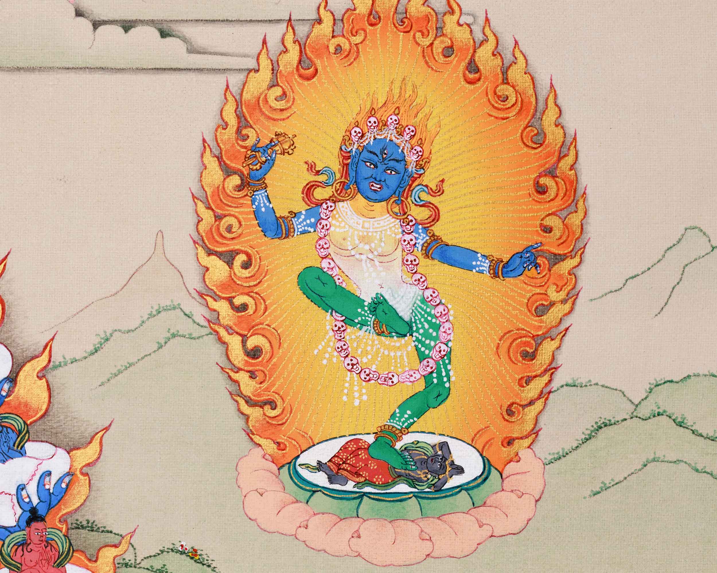 Wrathful Deity Hevajra Thangka Print | Great Compassion and Enlightened Wisdom