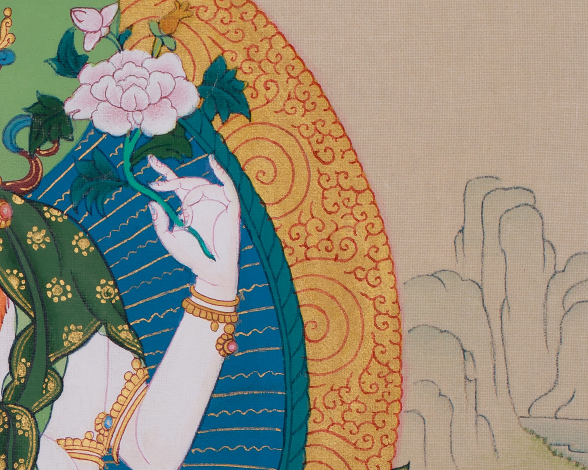 Sacred Four-Arms Avalokiteshvara Artwork | Bodhisattva of Compassion and Protection