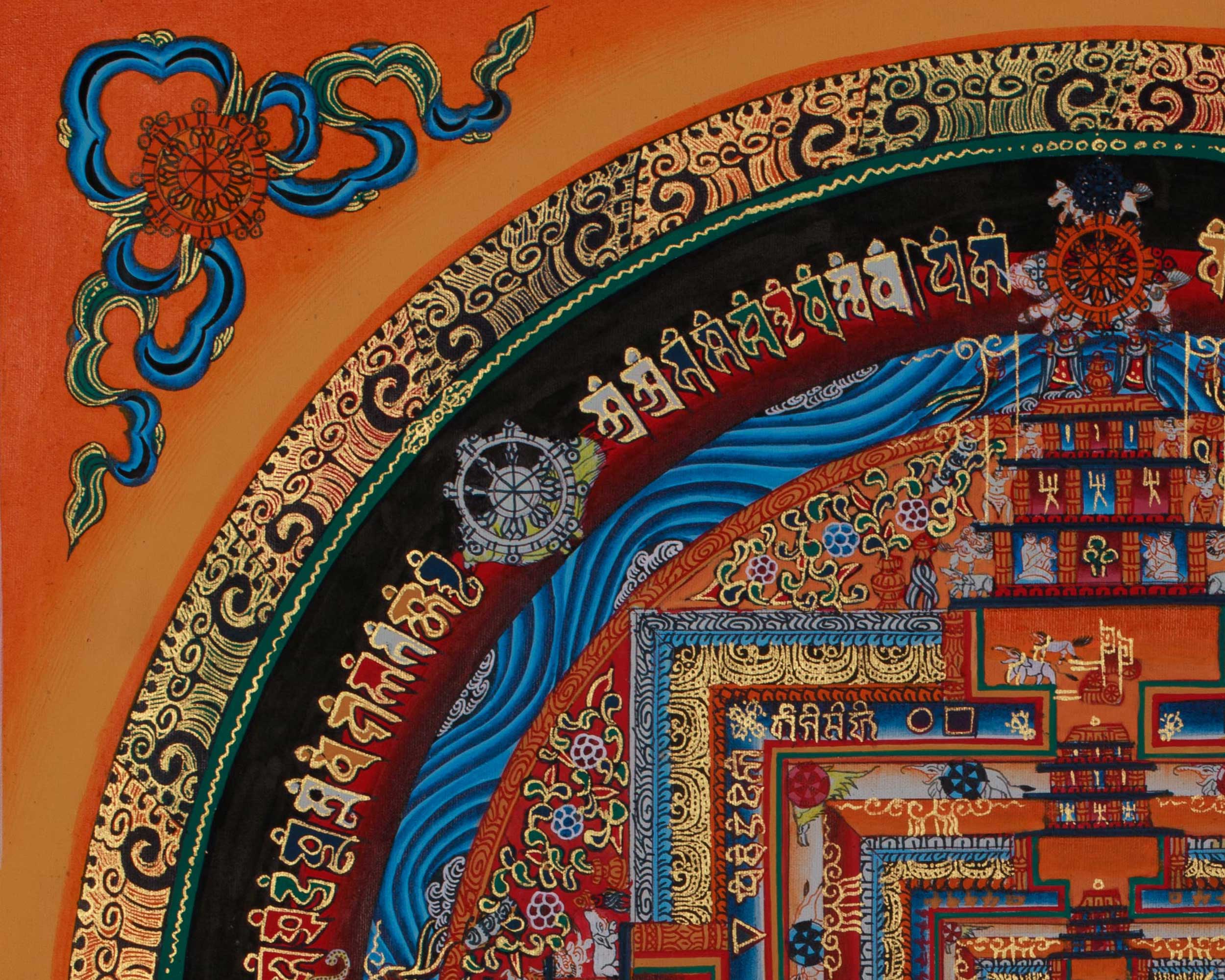16 Inch Kalachakra Mandala | Wheel of Time | Tibetan Art for Balance and Healing