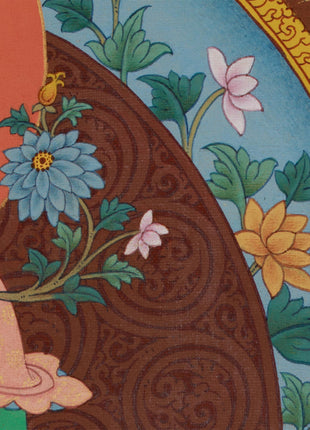 Elegant Green Tara Mantra Mandala | Embellished with Lhasa Stone Pigments & 24K Gold
