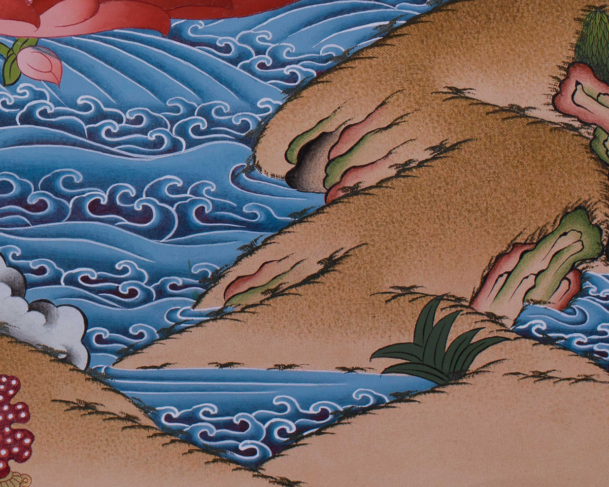 Original Hand-Painted Guru Rinpoche Thangka | Tibetan Wall Decoration