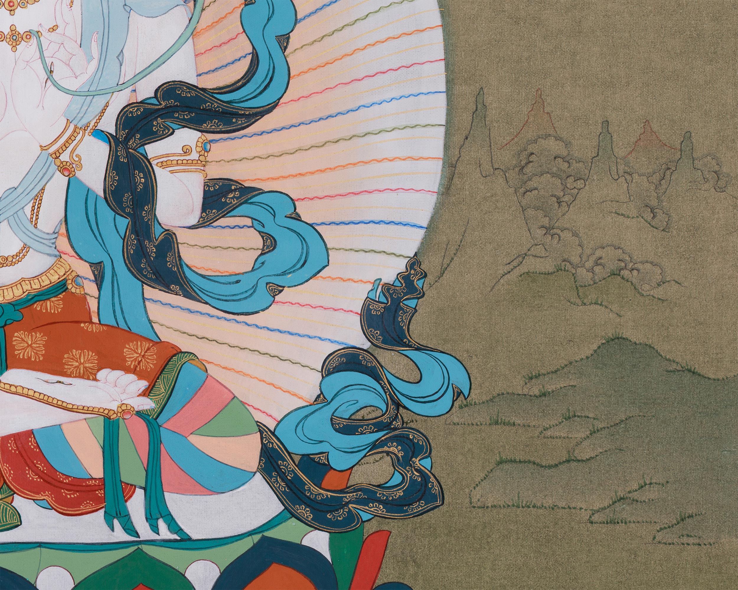 Female Deity Artwork | White Tara Thangka For Longevity