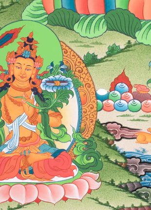 Tibetan Avalokiteshvara (Chenrezig) Art | Wisdom Bodhisattva | Dhyani Buddhas