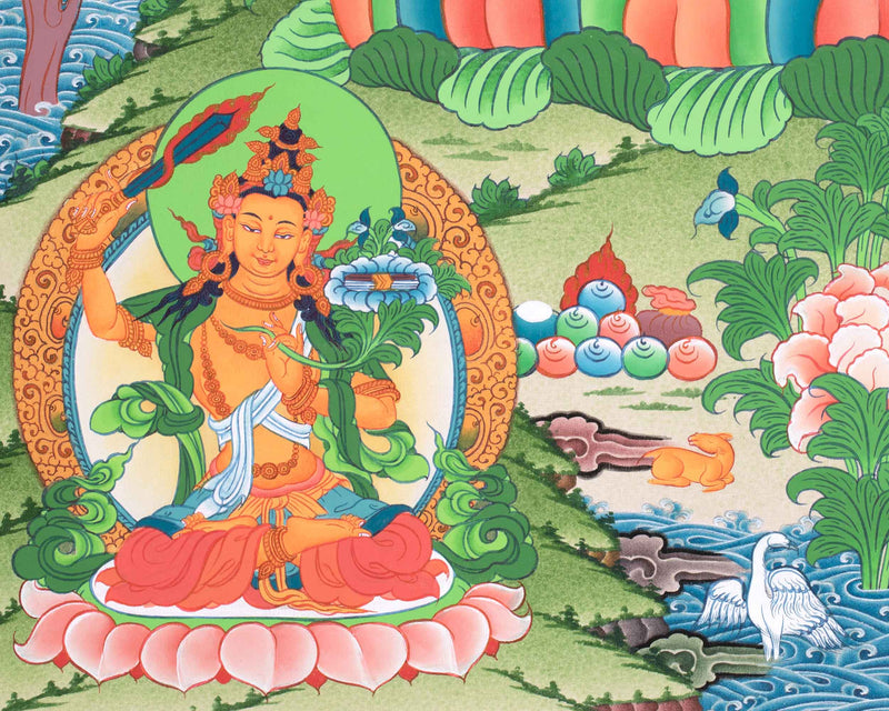 Tibetan Avalokiteshvara (Chenrezig) Art | Wisdom Bodhisattva | Dhyani Buddhas