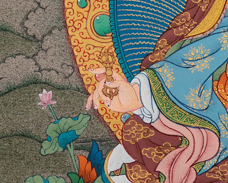 Traditional Guru Rinpoche Thangka | Lotus Born Master Art | Master of Transformation