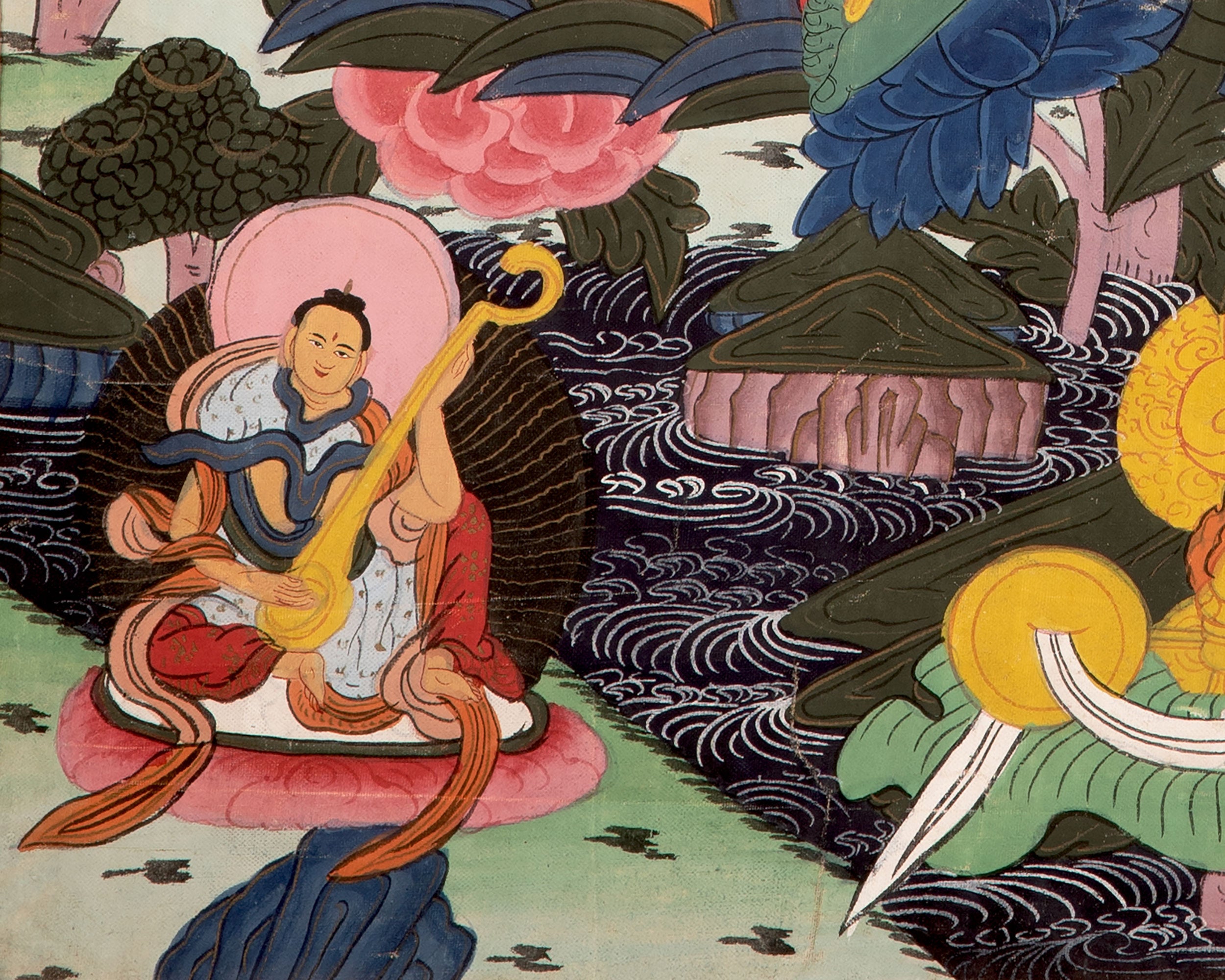 Rare Green Tara Thangka  | Vintage Tibetan Wall Decor