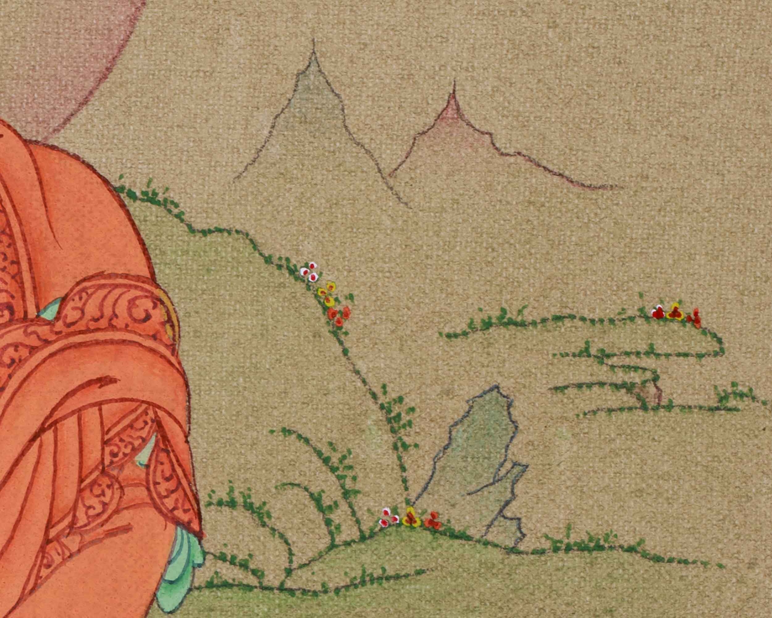 Red Amitabha Buddha Painting | Symbolizing Infinite Light, Compassion, and the Pure Land