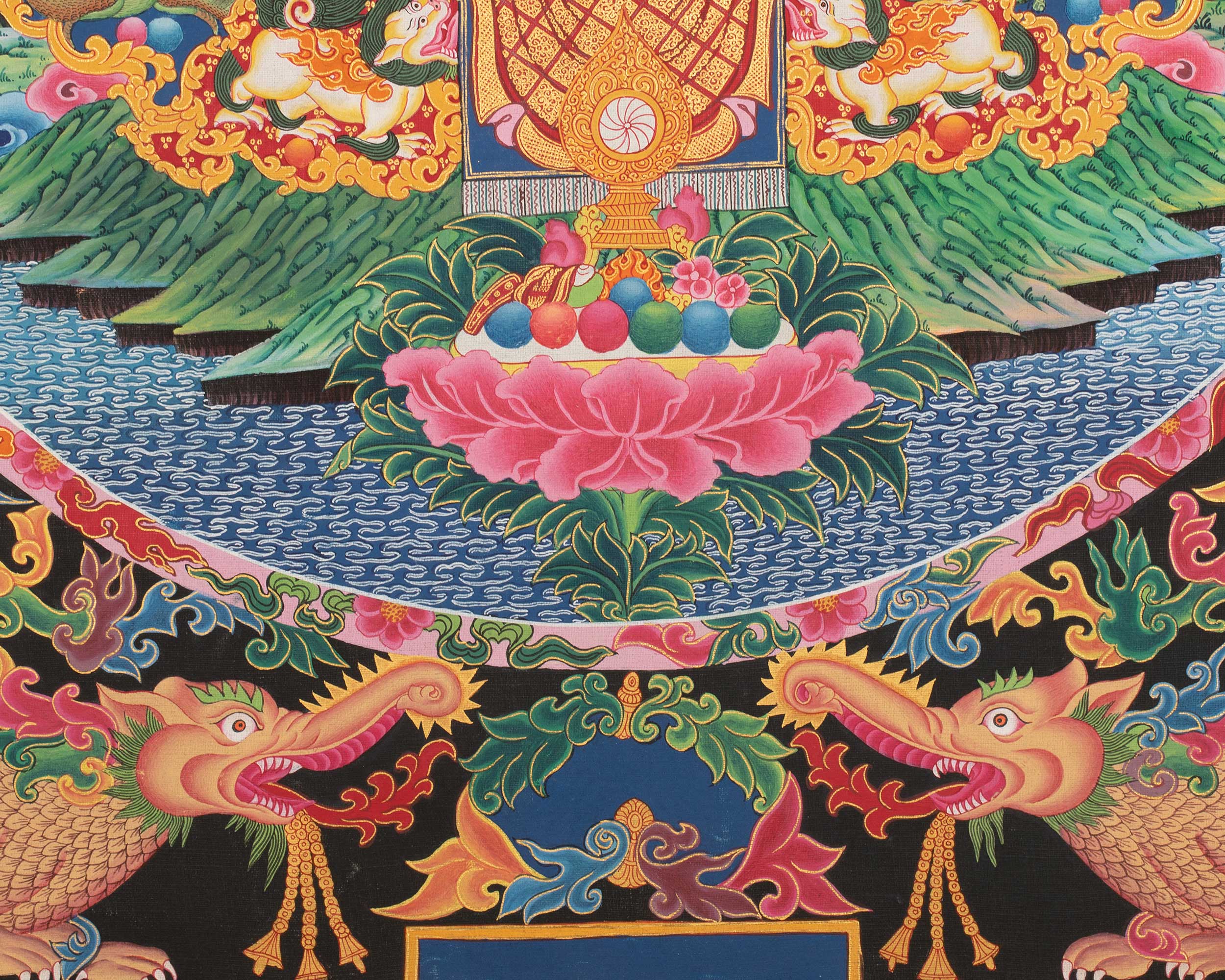 4 Armed Chengrezig Thangka | Buddhist Newari Art Style from Kathmandu Nepal