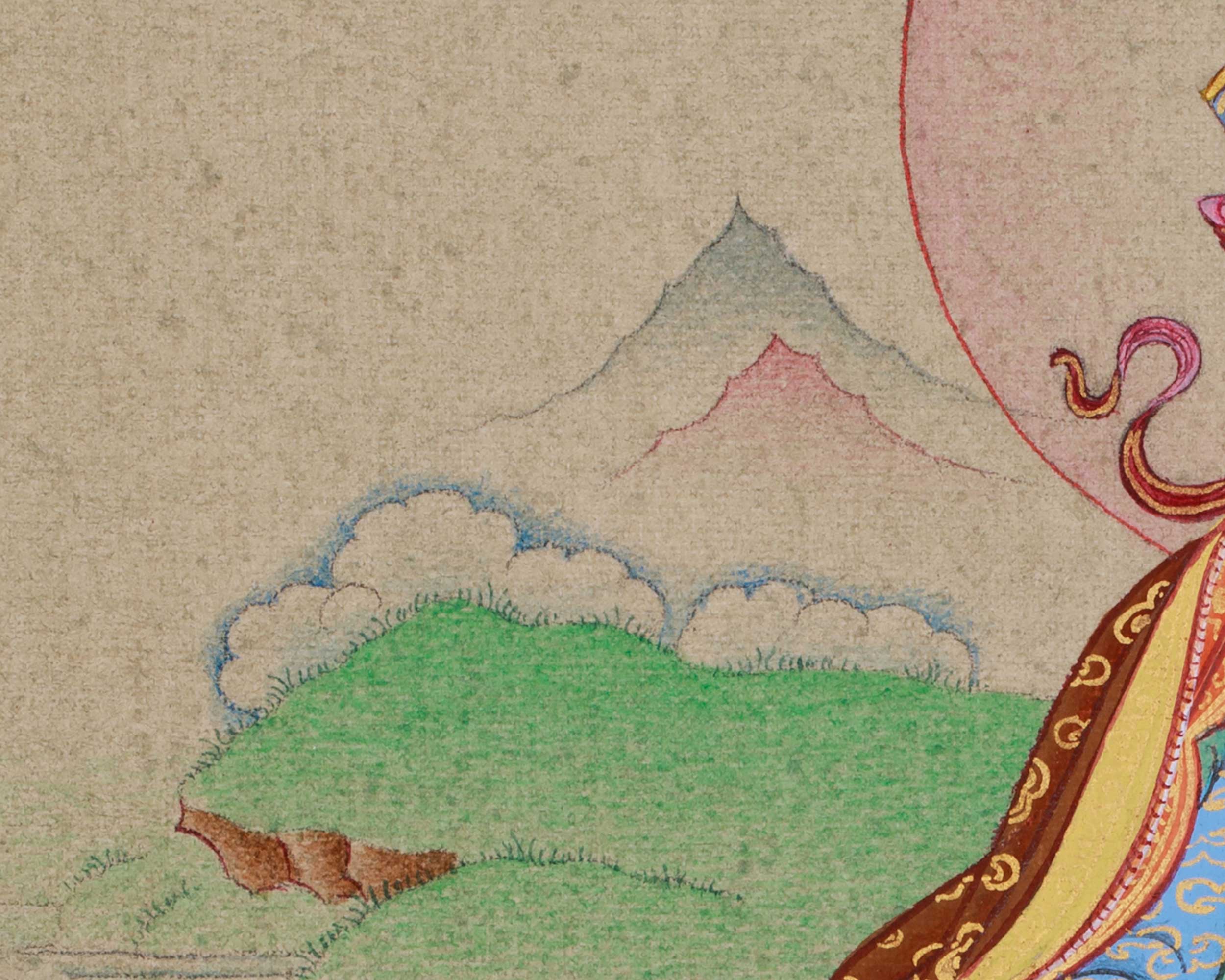 Handmade Guru Padmasambhava Thangka | The Lotus-Born Master of Enlightenment