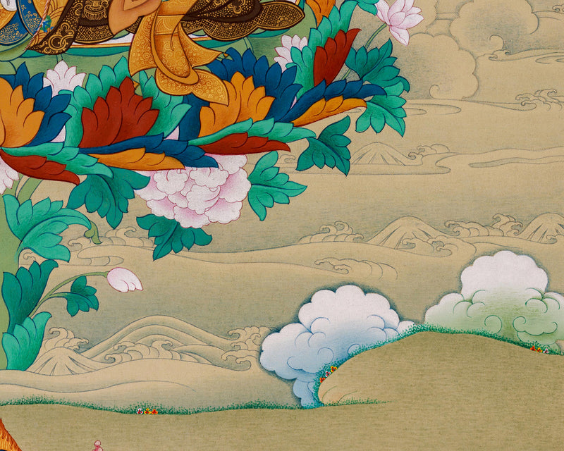 Hand-Painted Padmasambhava Art | Traditional Tibetan Thangka Painting