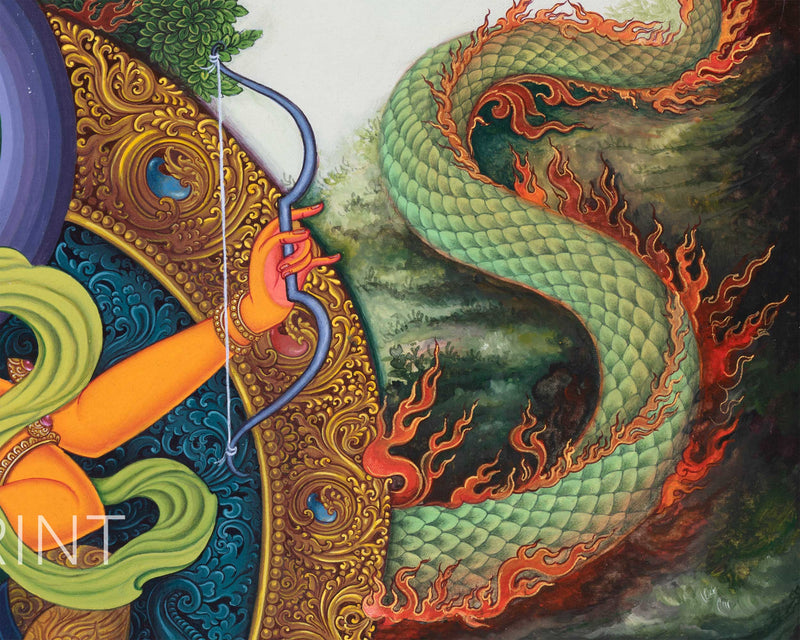 Manjushri Thangka Print | Tibetan Canvas Print | The Bodhisattva Of Wisdom