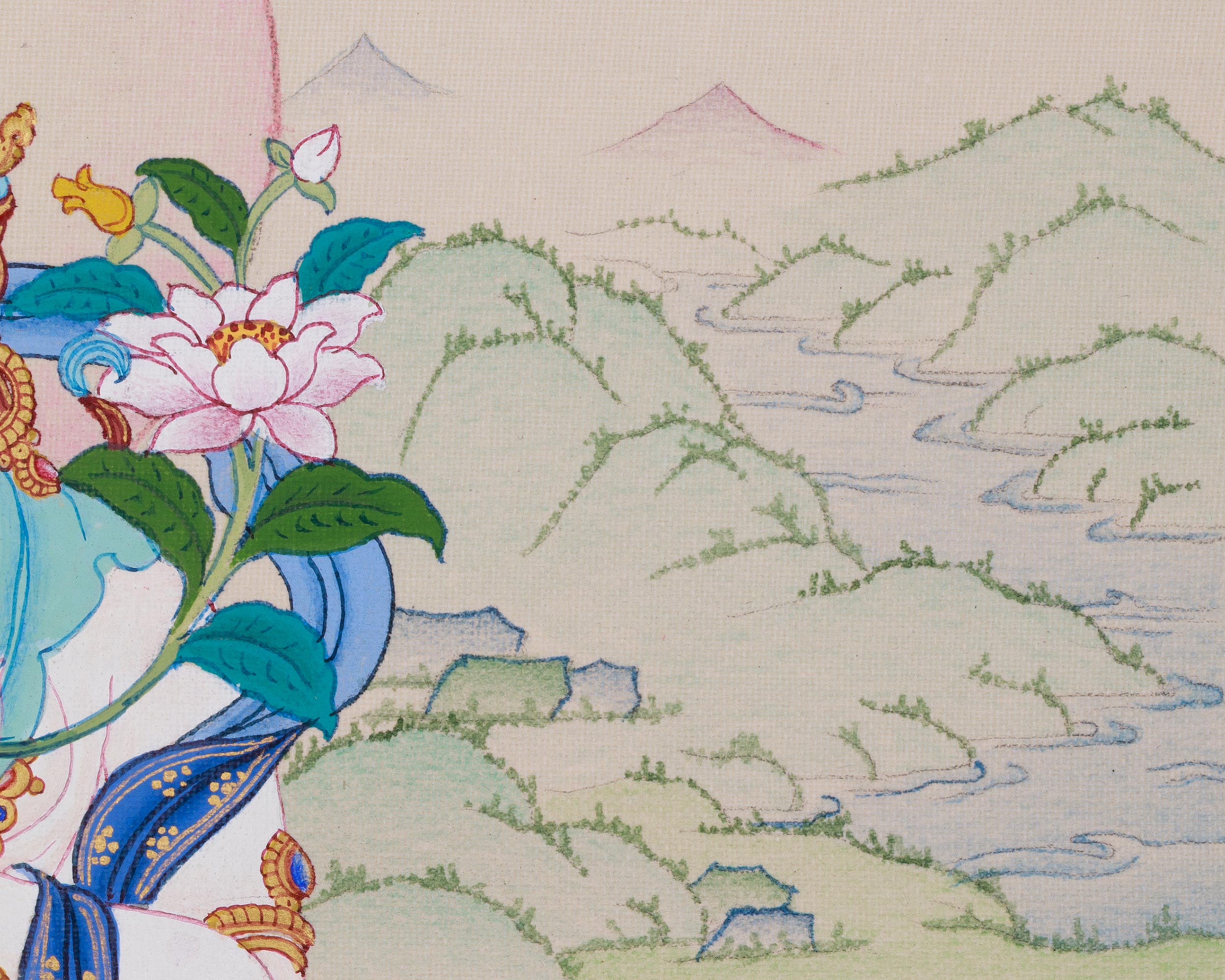 White Tara Female Buddhist Thangka | The Seven-Eyed Goddess of Protection and Longevity
