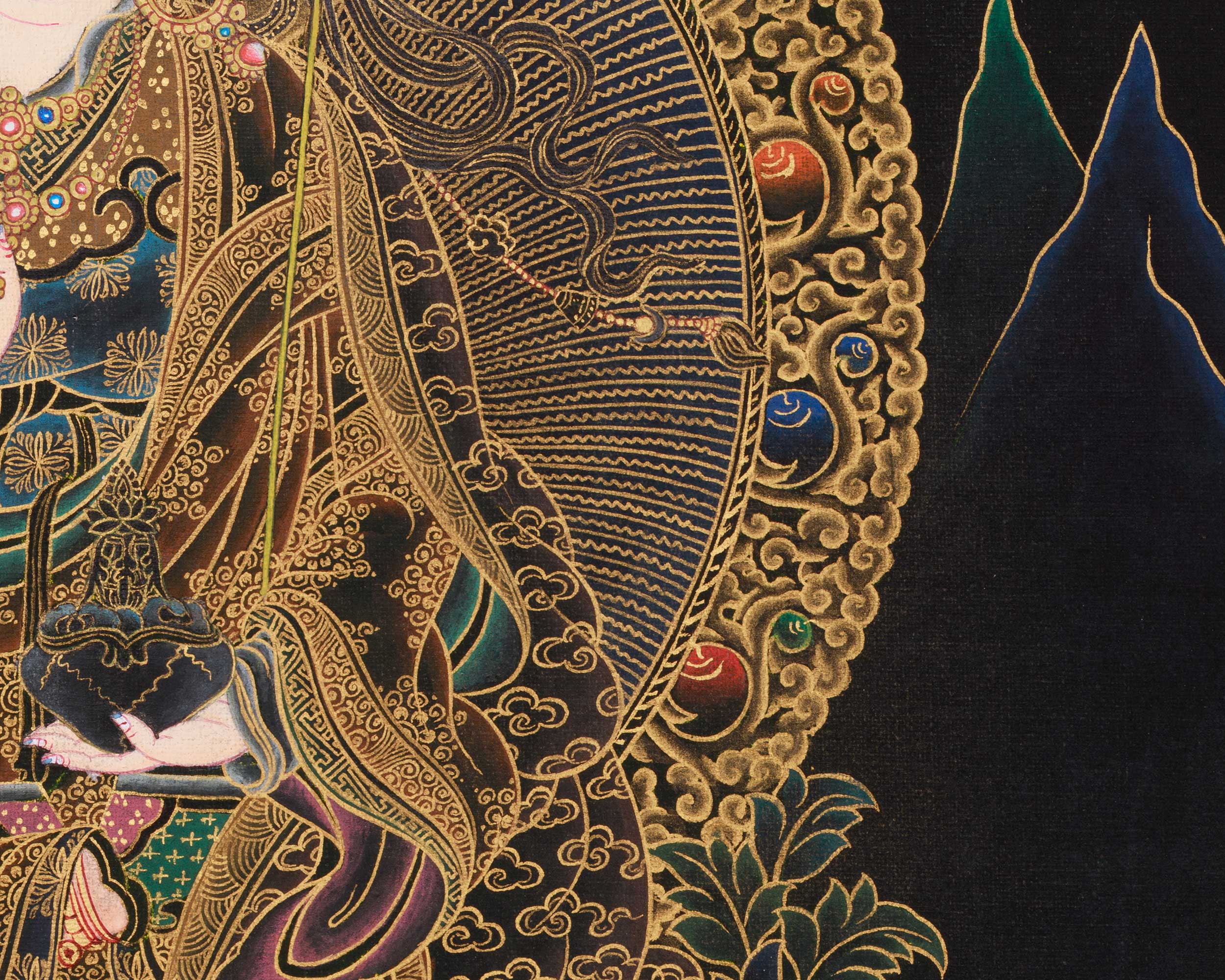 Traditional Peaceful Guru Rinpoche Thangka | Padmasambhava, The Lotus-Born Master