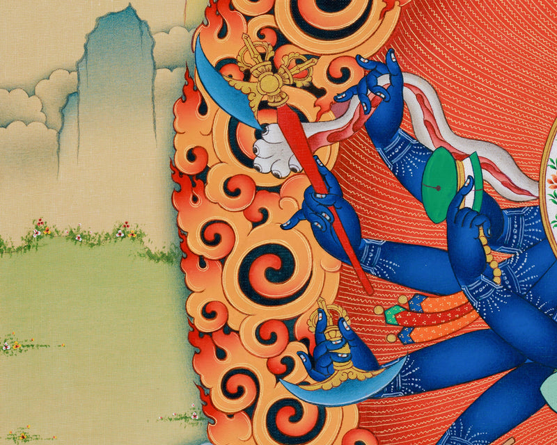 Heruka Manifestation: 12-Armed Chakrasamvara Thangka Print | Divine Yidam