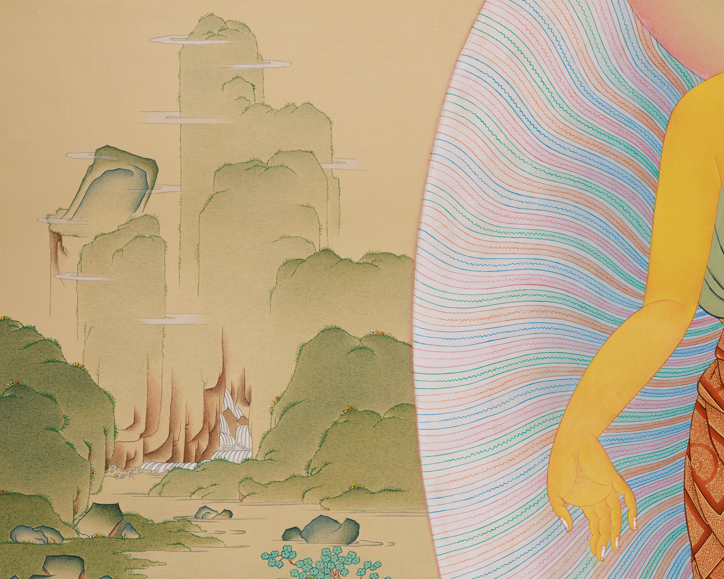 Standing Historical Buddha Shakyamuni Thangka | A Masterpiece of Serenity and Enlightenment