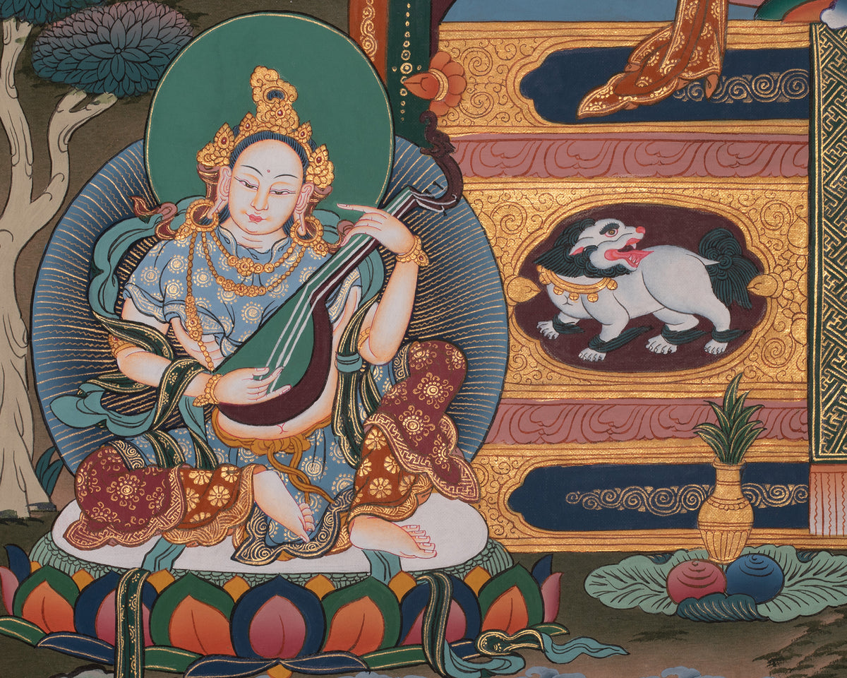 Green Tara Traditional Thangka Painting | Embodies Swift Compassion