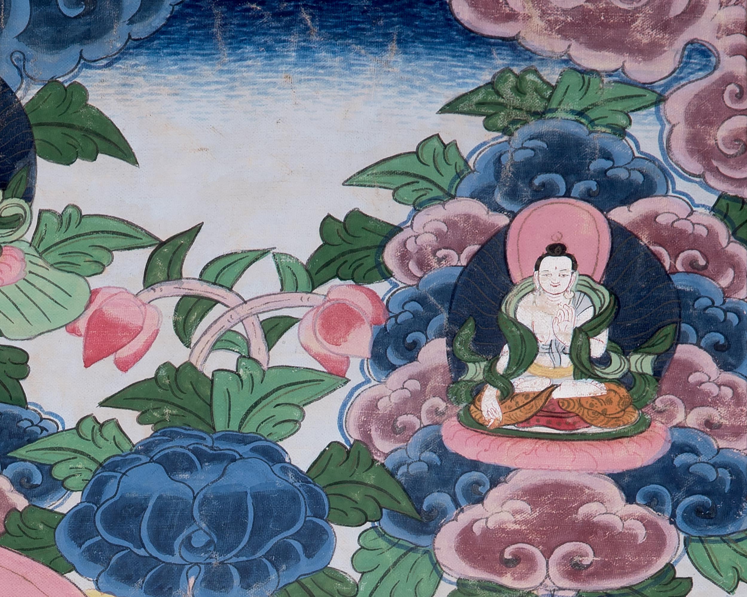 Exquisite Manjushree Thangka | Tibetan Buddha of Wisdom | Brocade Mounted