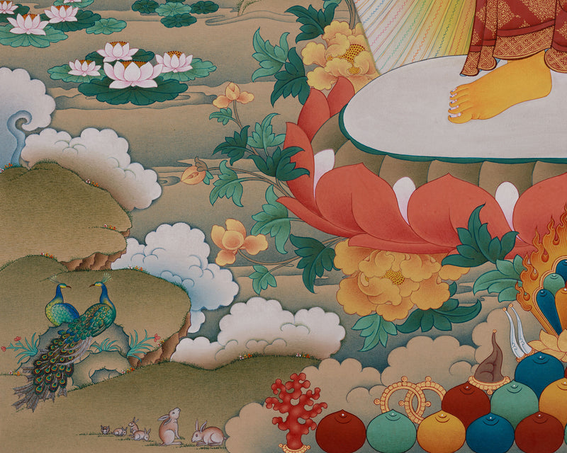 Standing Buddha Shakyamuni Thangka | A Masterpiece of Serenity and Enlightenment