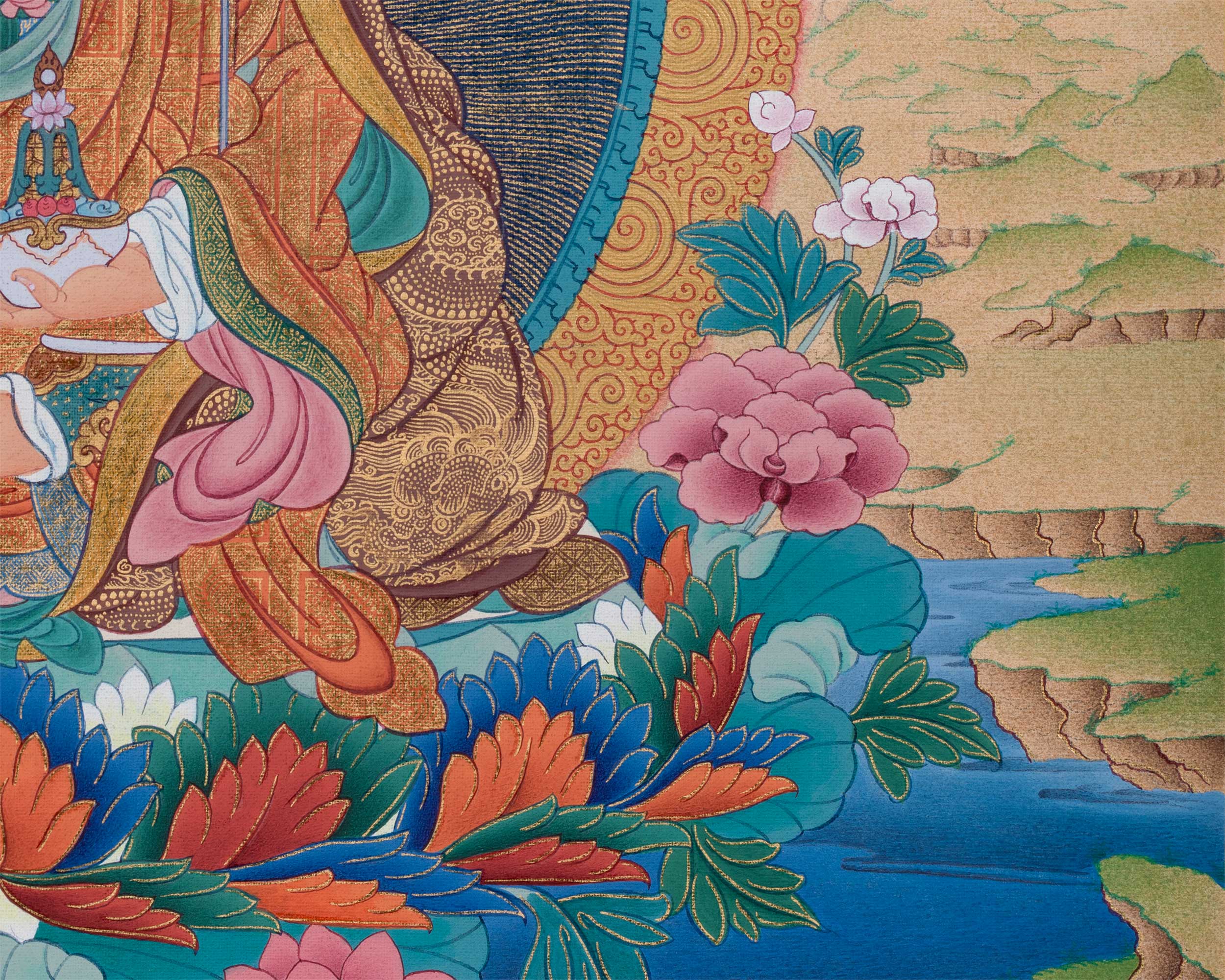 Guru Rinpoche Thangka Print | The Lotus Born Master | Traditional Padmasambhava Artwork