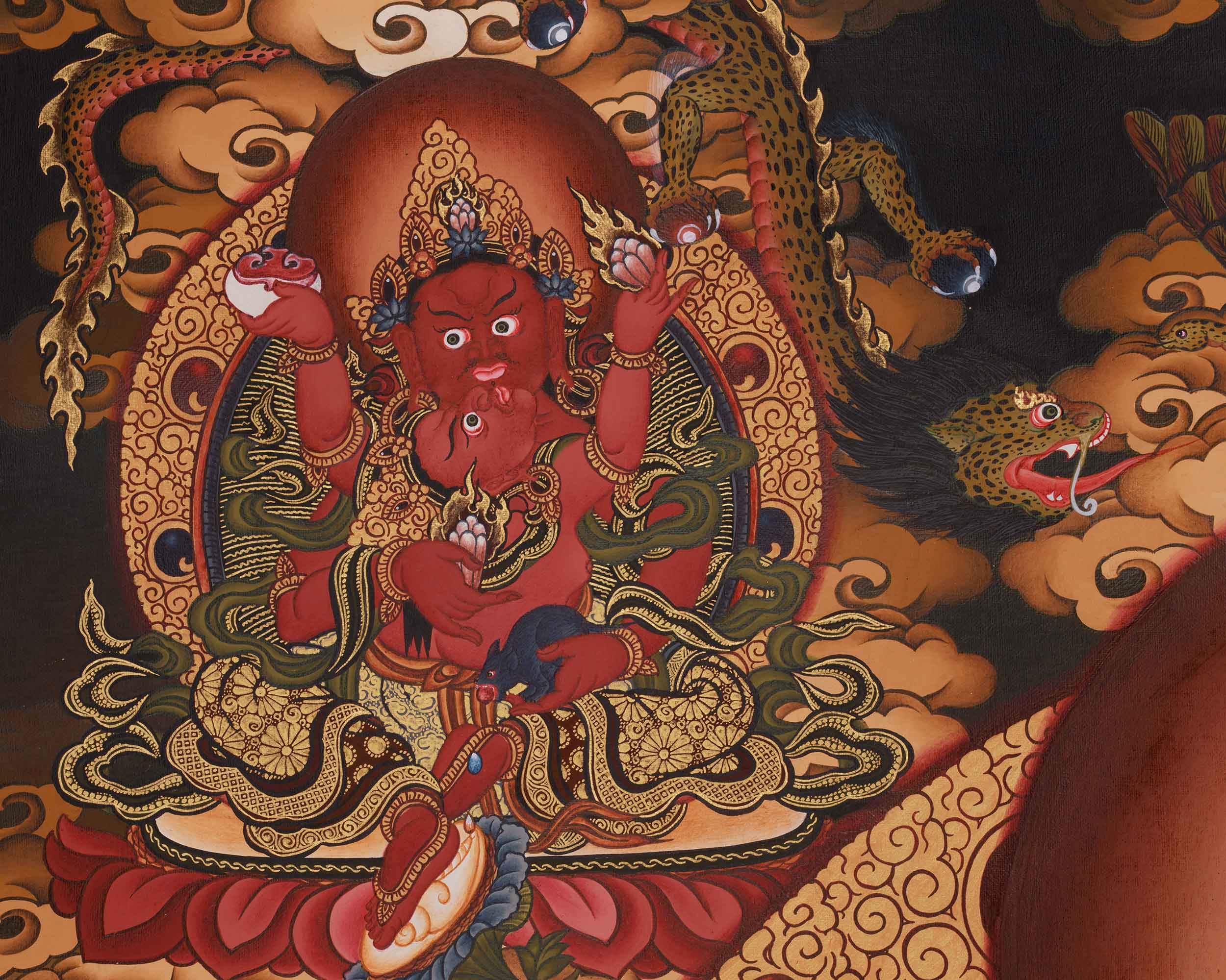 Traditional Thangka of Five Dzambhala | Prosperity and Wealth Deity