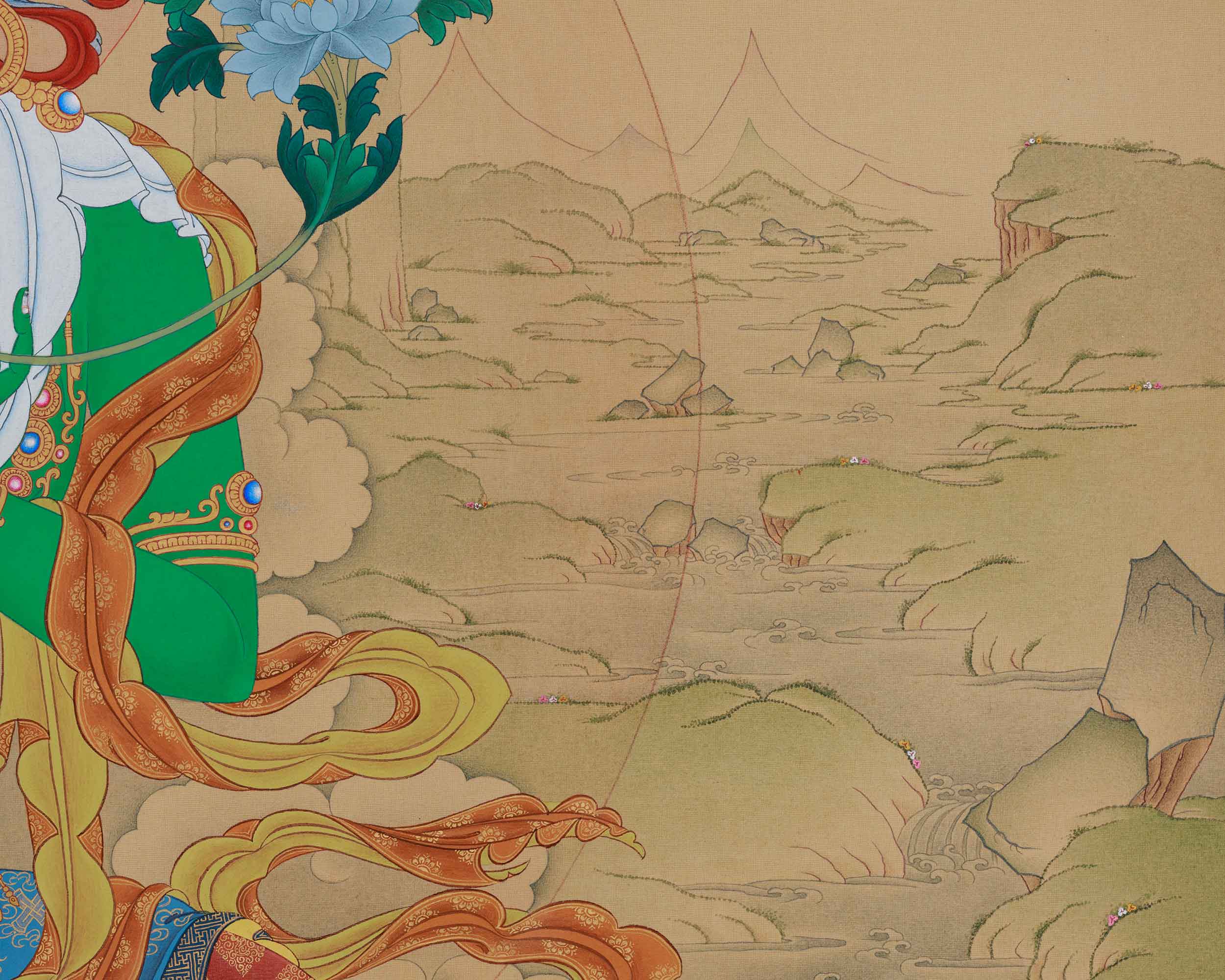 Savior Goddess Green Tara Thangka | Divine Artwork of the Compassionate Protector