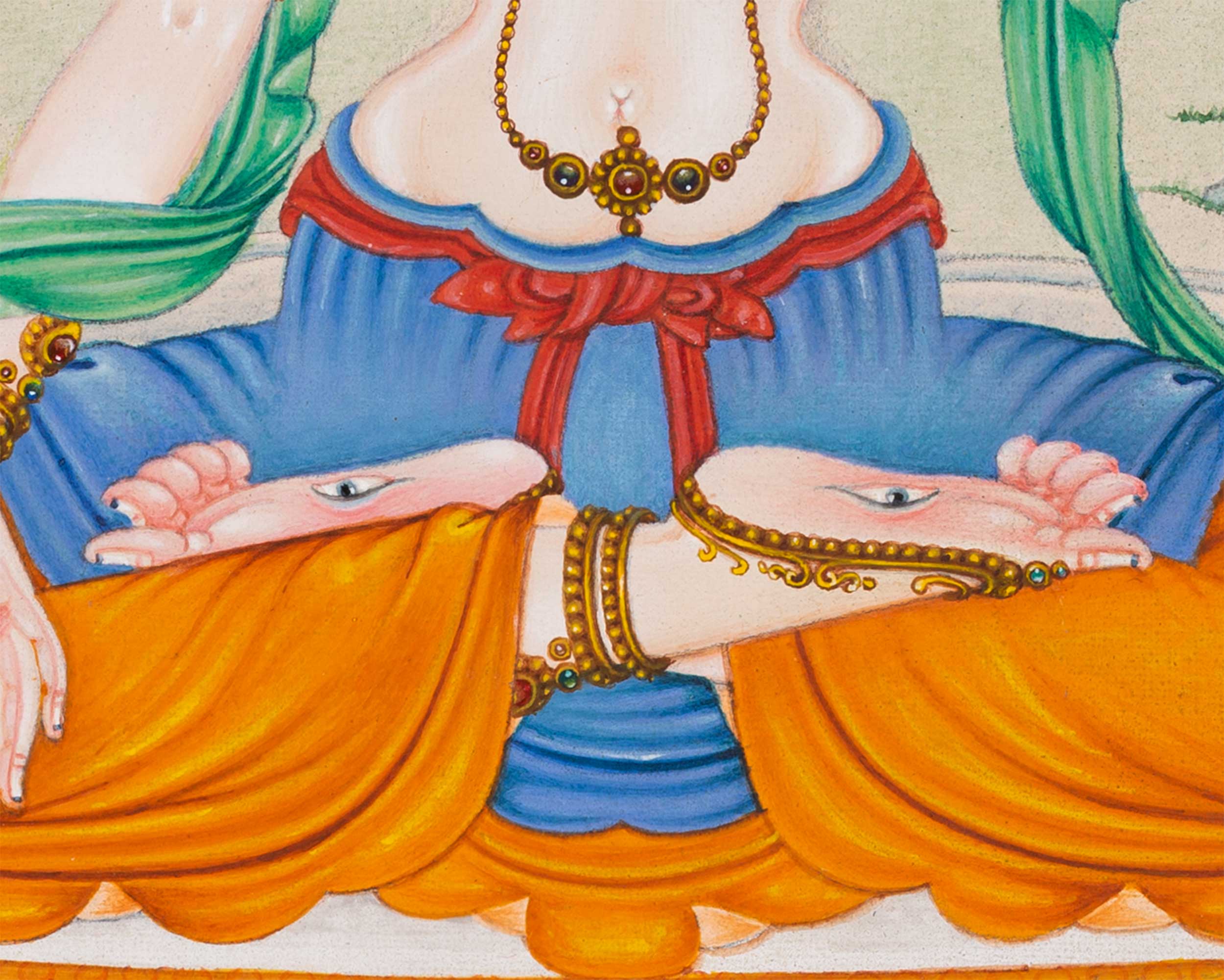 Magnificent Tara Duo: White Tara and Green Tara Thangka Prints