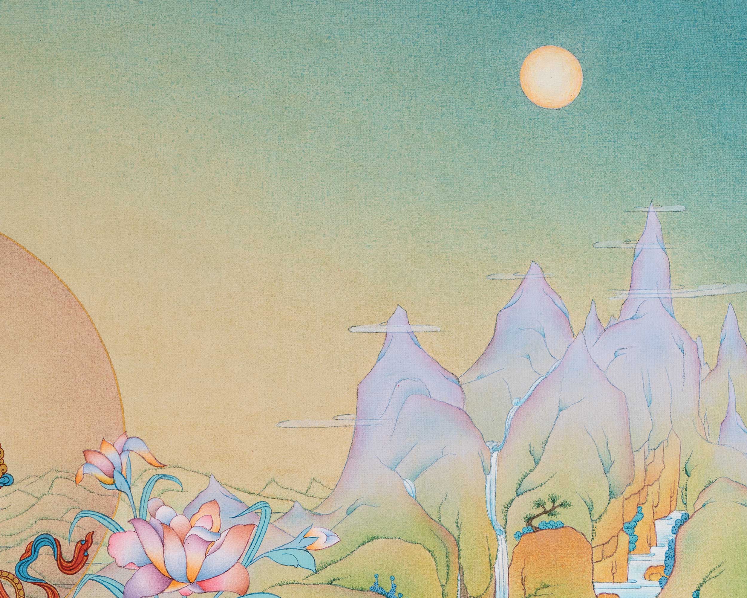 White Tara and Bodhisattvas Thangka Print | White Tara, Amitayus, and Namgyalma For Wall Decor