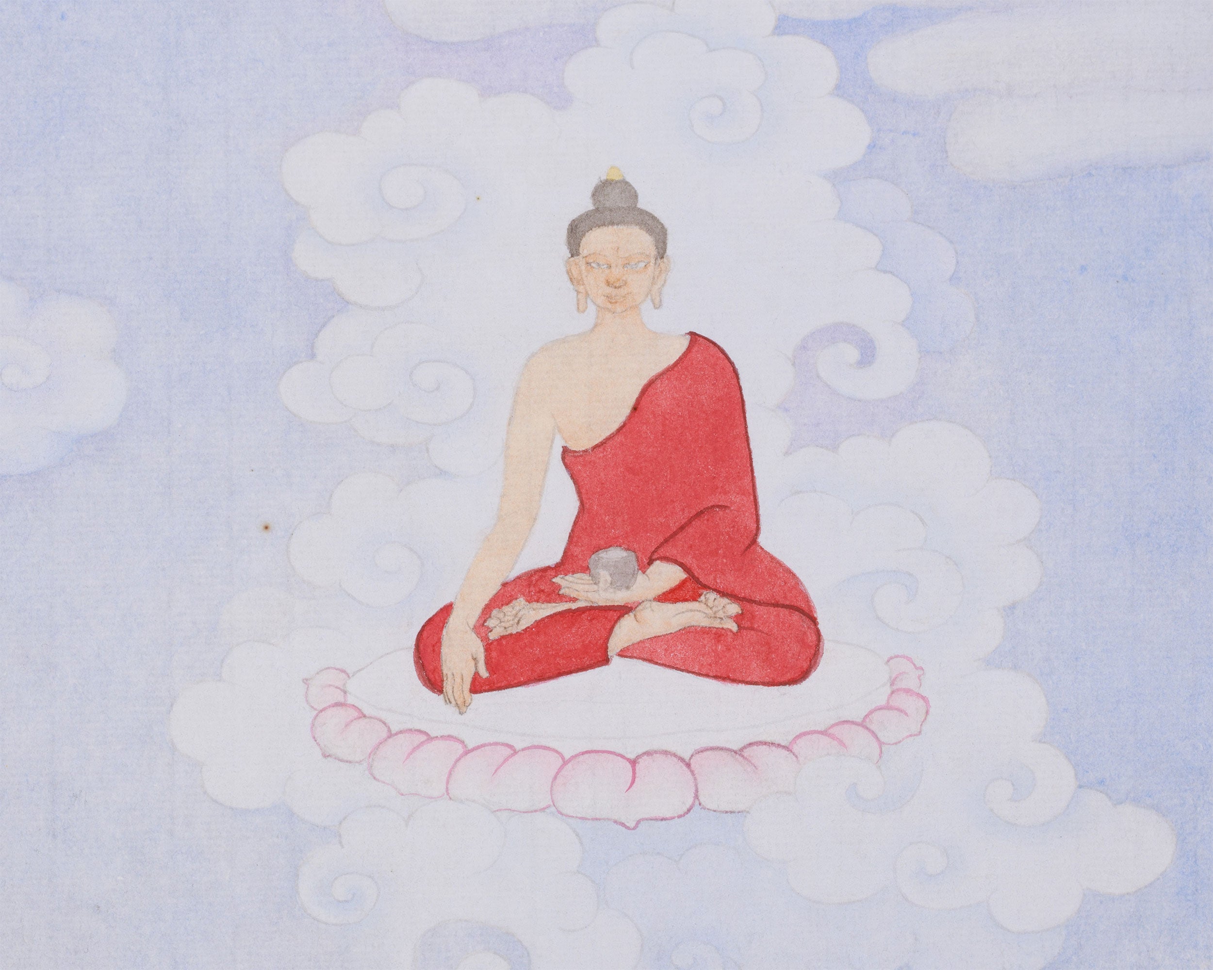 Giclee Canvas Print of Manjushri | Contemporary Fusion of Paubha & Chinese Artistry