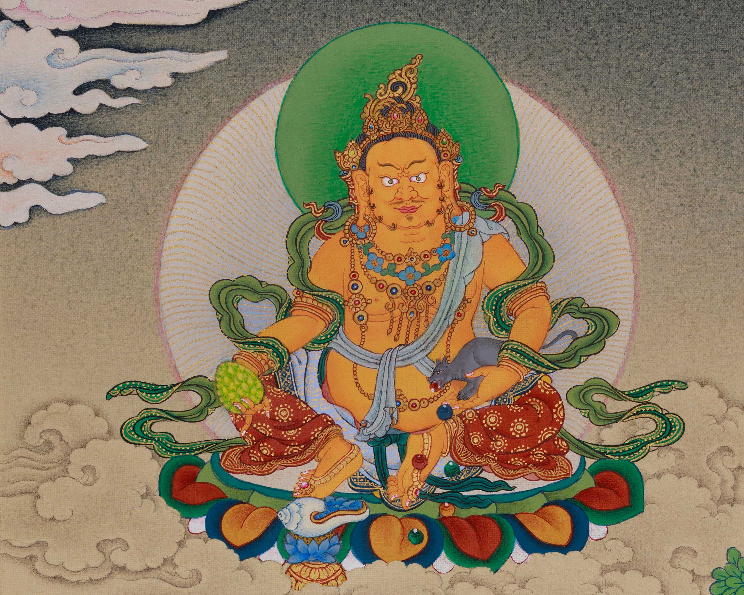 Divine Thangka of White Mahakala | Prosperity Deity