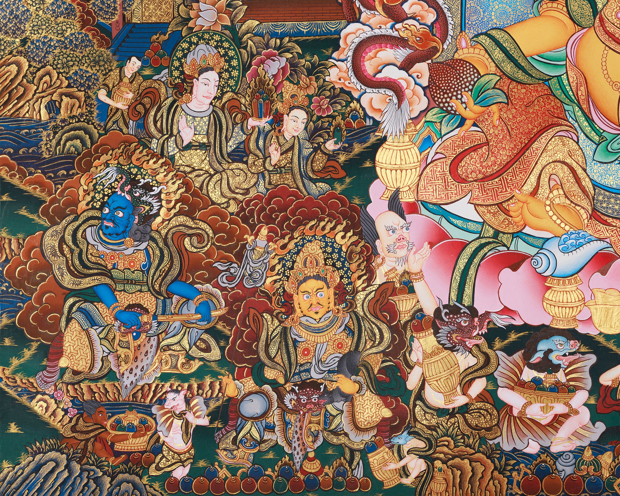Golden Palace of Dzambhala | Deity of Wealth and Abundance in Giclee Canvas Print
