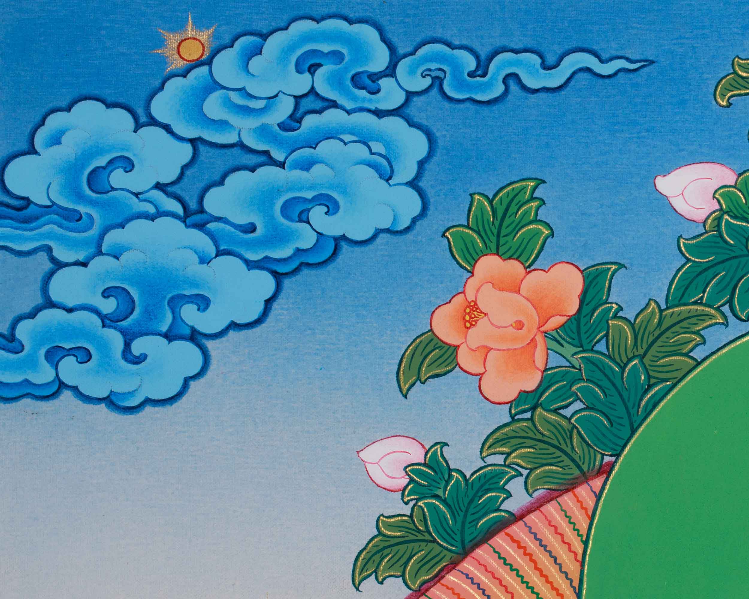 Hand-Painted Buddha Amitayus Thangka | Buddha of Long Life and Eternal Blessings