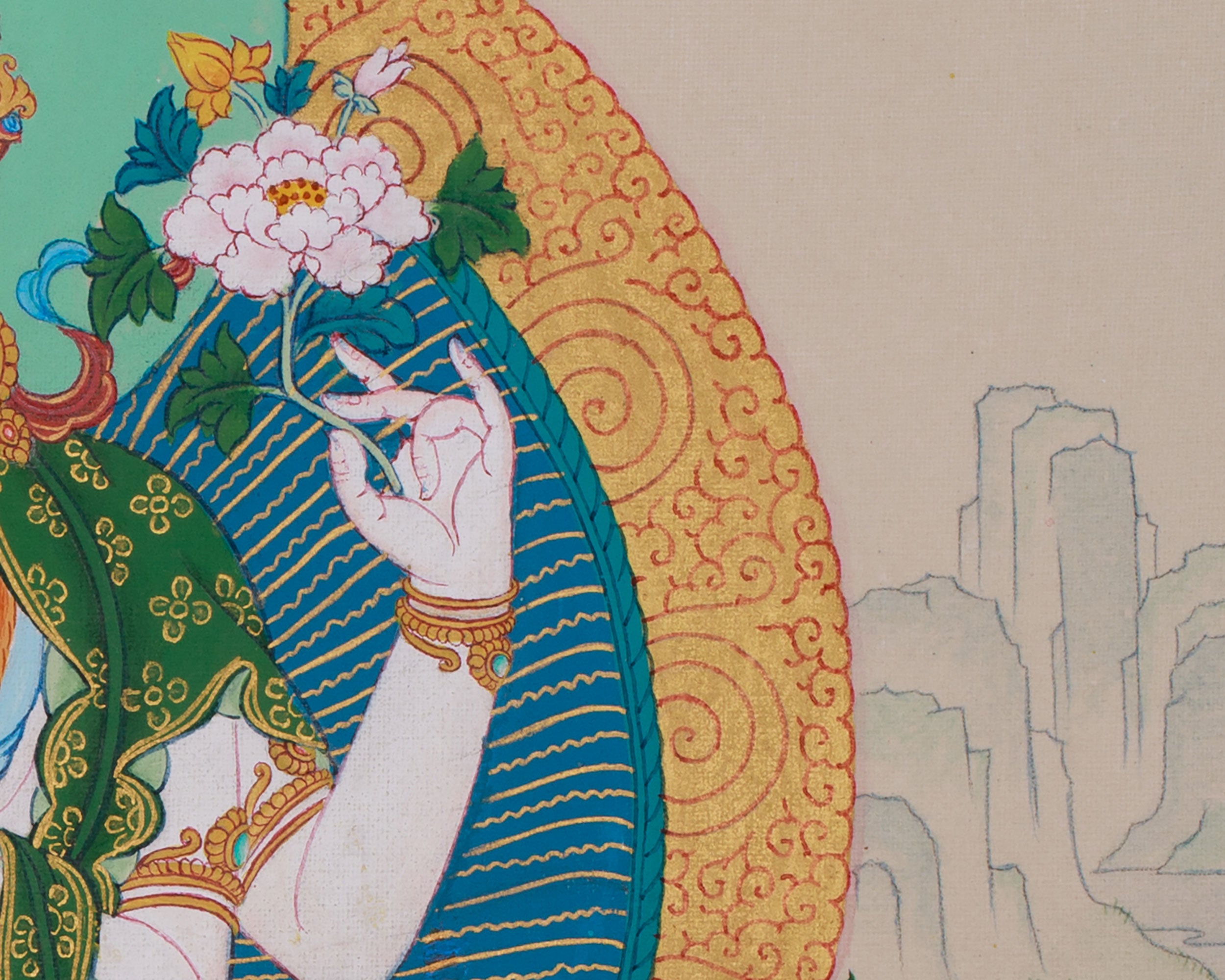 33cm Compassion Buddha, Chenrezig Painting | Bodhisattva of Infinite Mercy