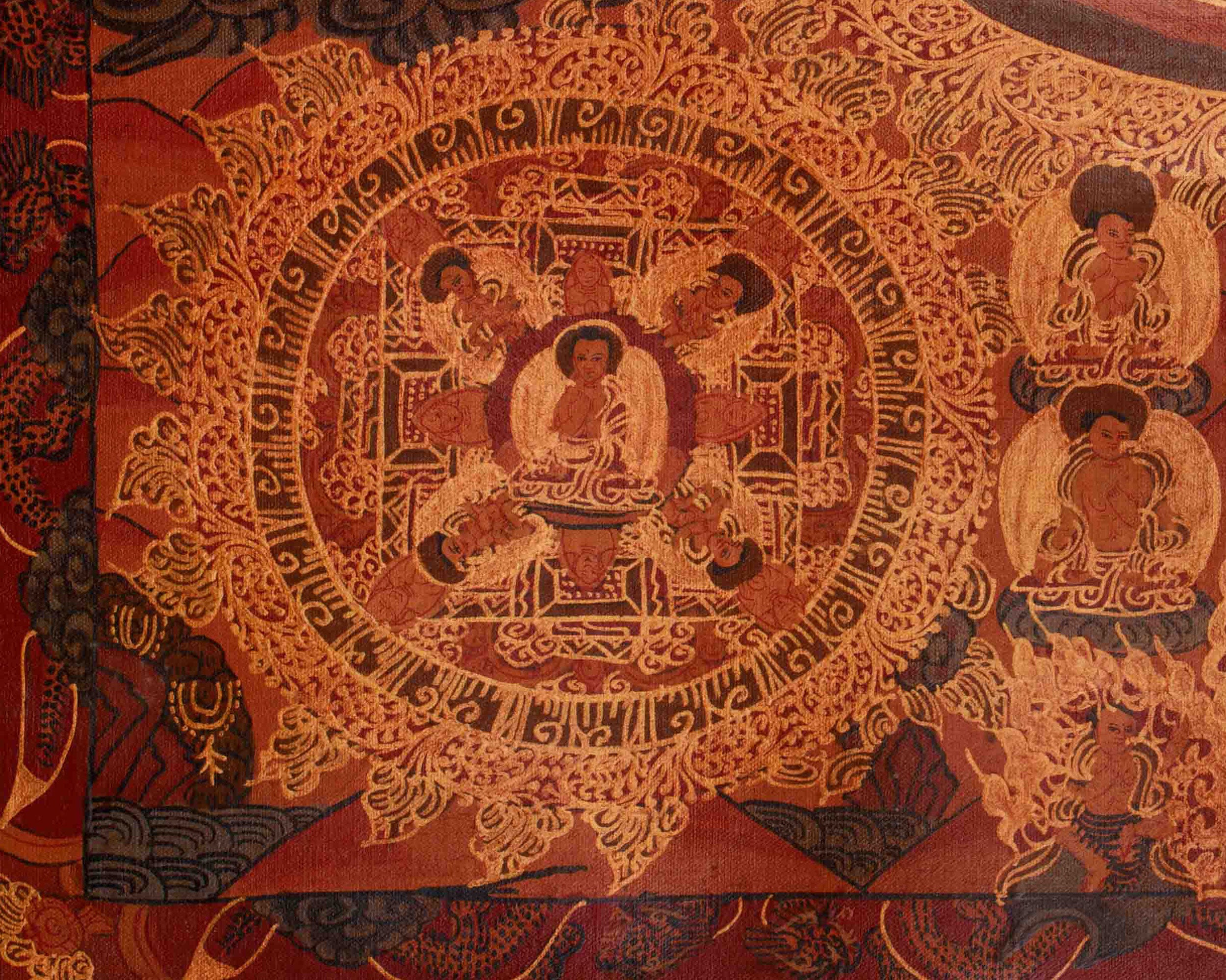 Spiritual Buddha Mandala Artwork | Tibetan Buddhist Thangka | Traditional Himalayan Art