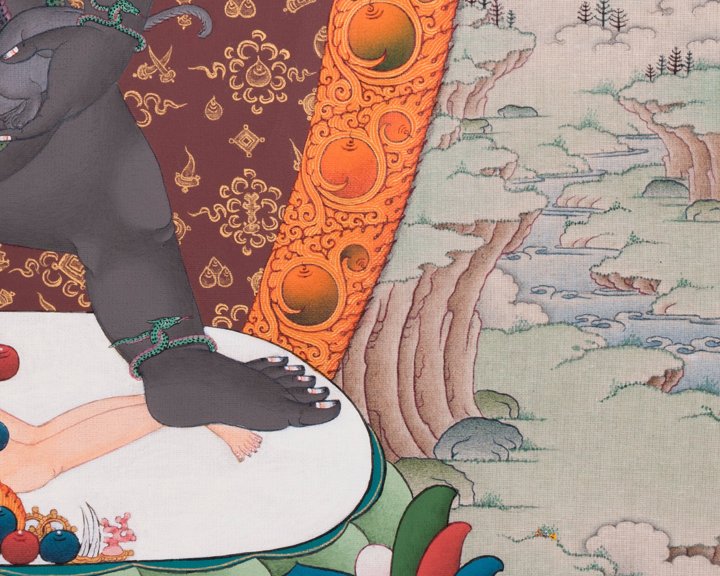 Standing Black Dzambhala Print | Buddhist Wealth Deity for Abundance