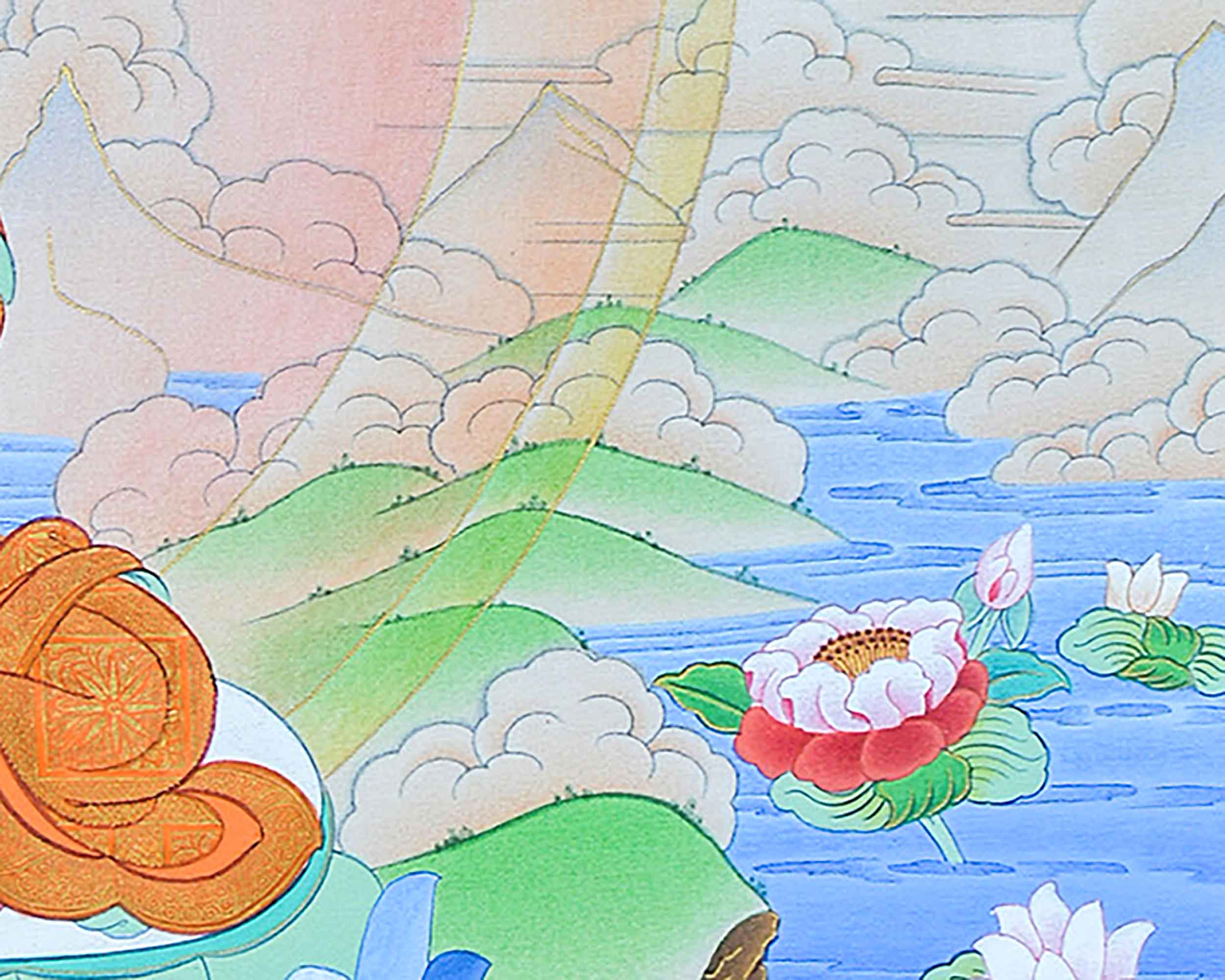 Hand Painted Amitabha Buddha Thangka Art | A Symbol Of Purity And Enlightenment | Traditional Tibetan Buddhism Art