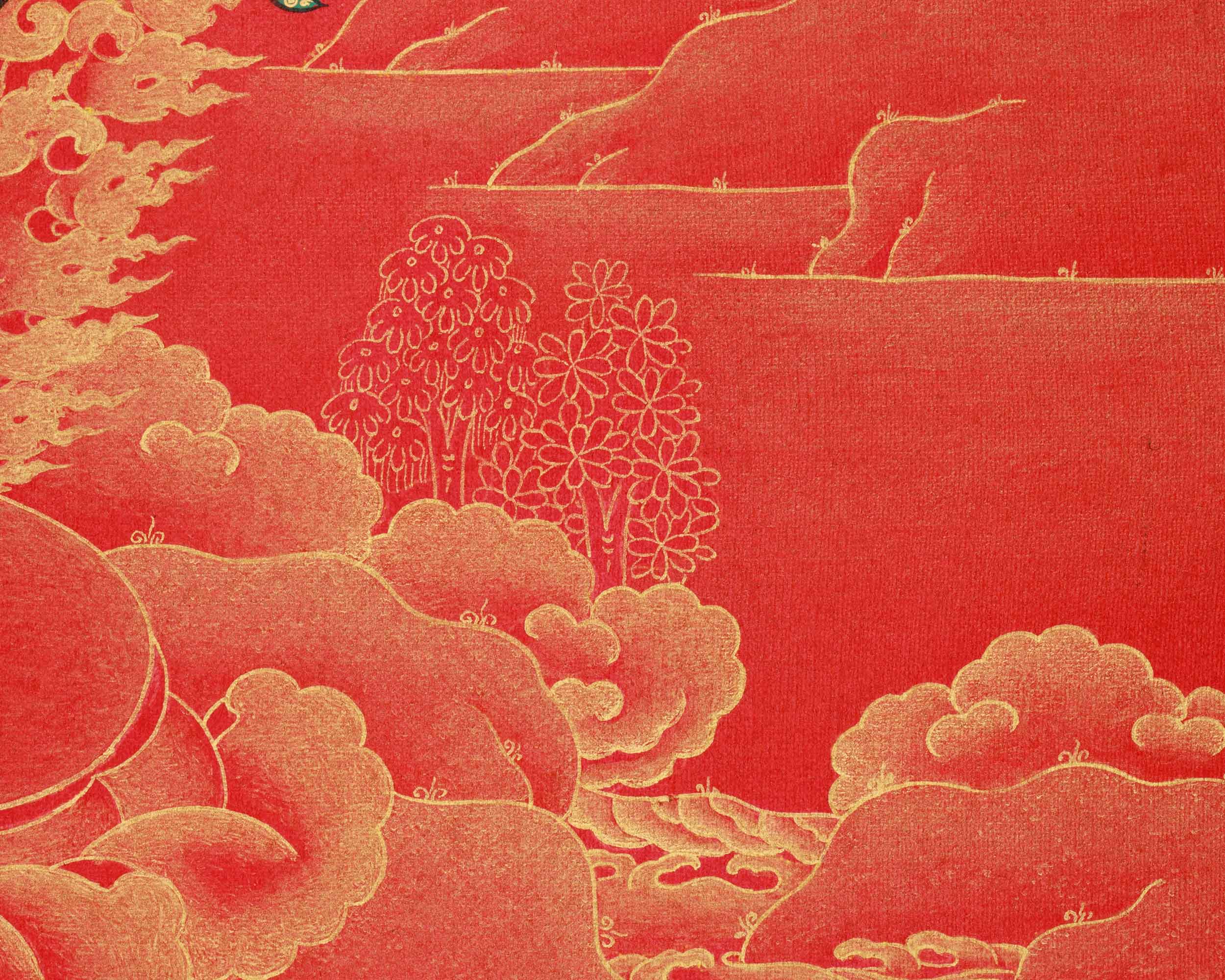 Traditional Vajrabarahi Thangka in Red and Gold | Vajrayana Art