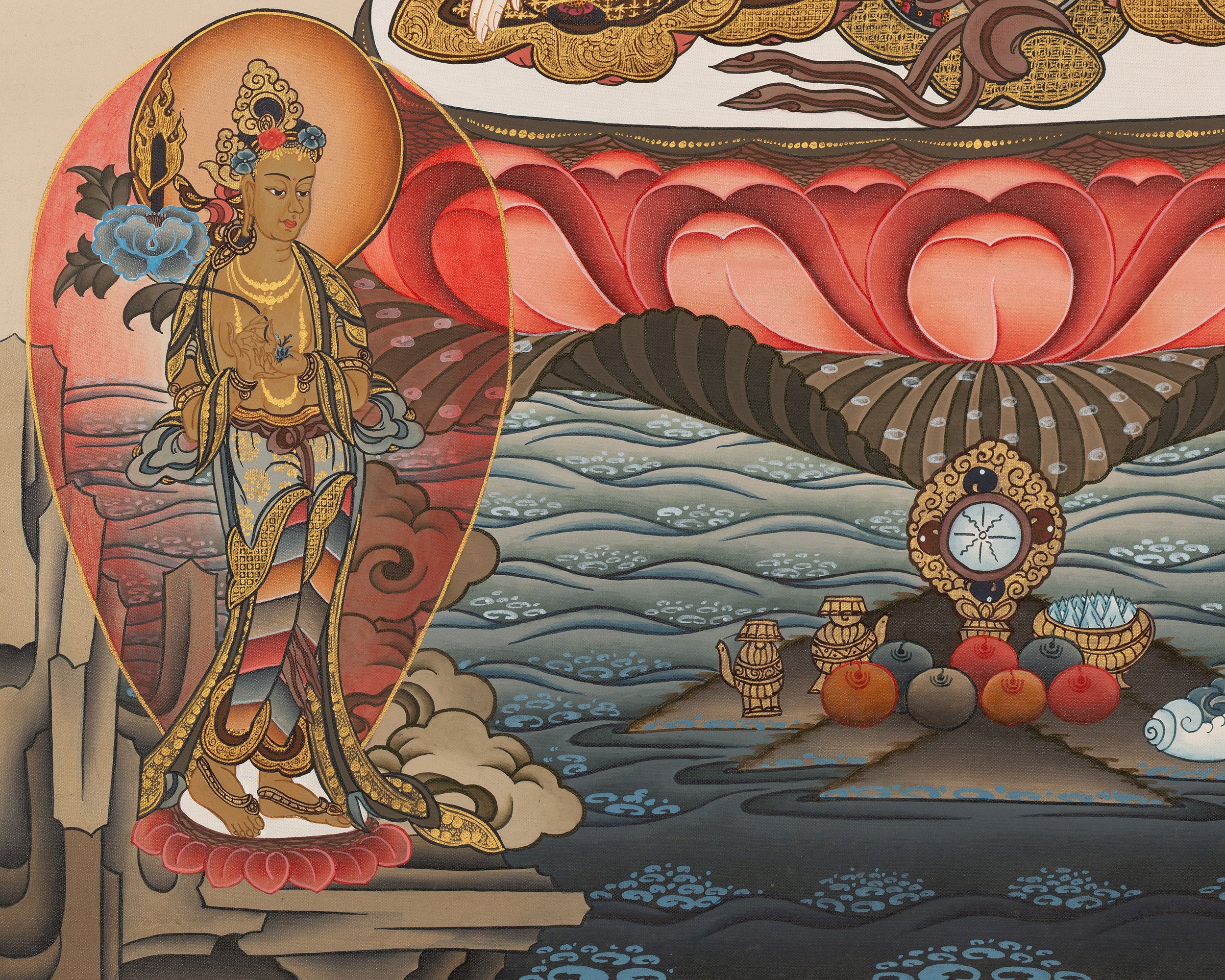 Tibetan White Tara Thangka | Female Bodhisattva Art | Wall Decors