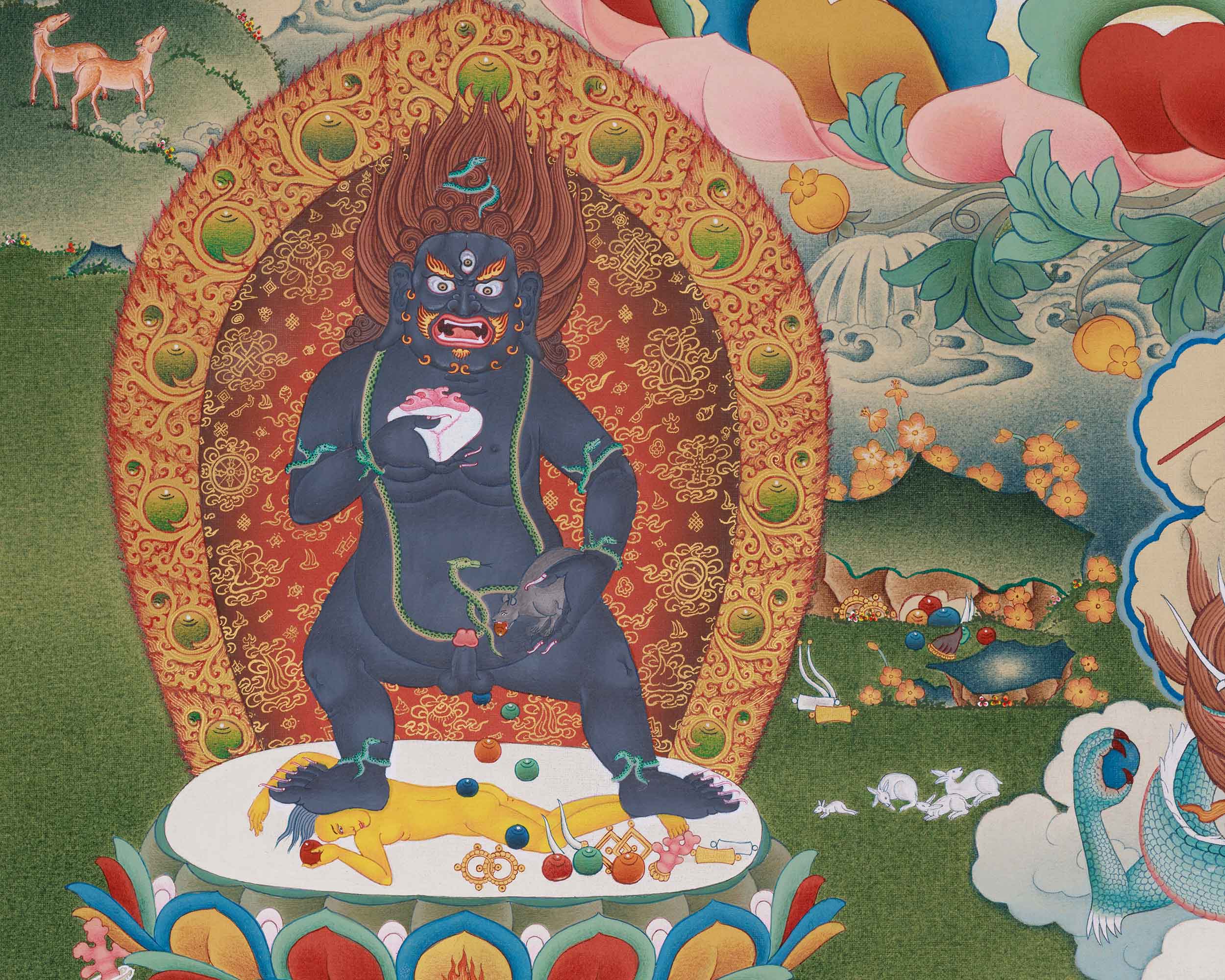 5 Dzambhala Thangka | The Five Wealth Deities of Prosperity, Protection, and Abundance