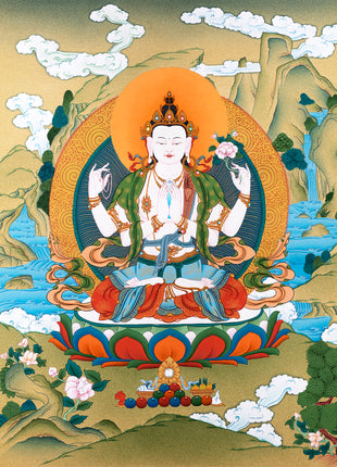 Avalokiteshvara Thangka | Tibetan Bodhisattva Art