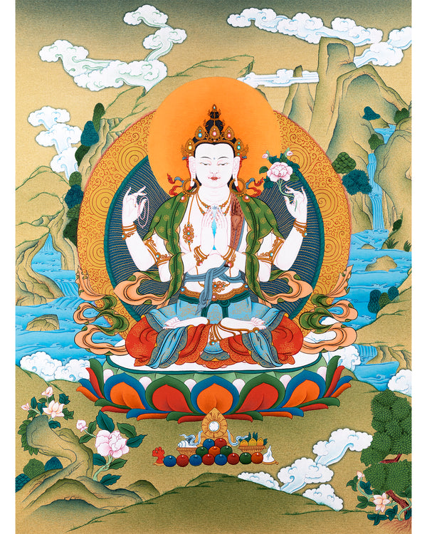 Avalokiteshvara Thangka | Tibetan Bodhisattva Art