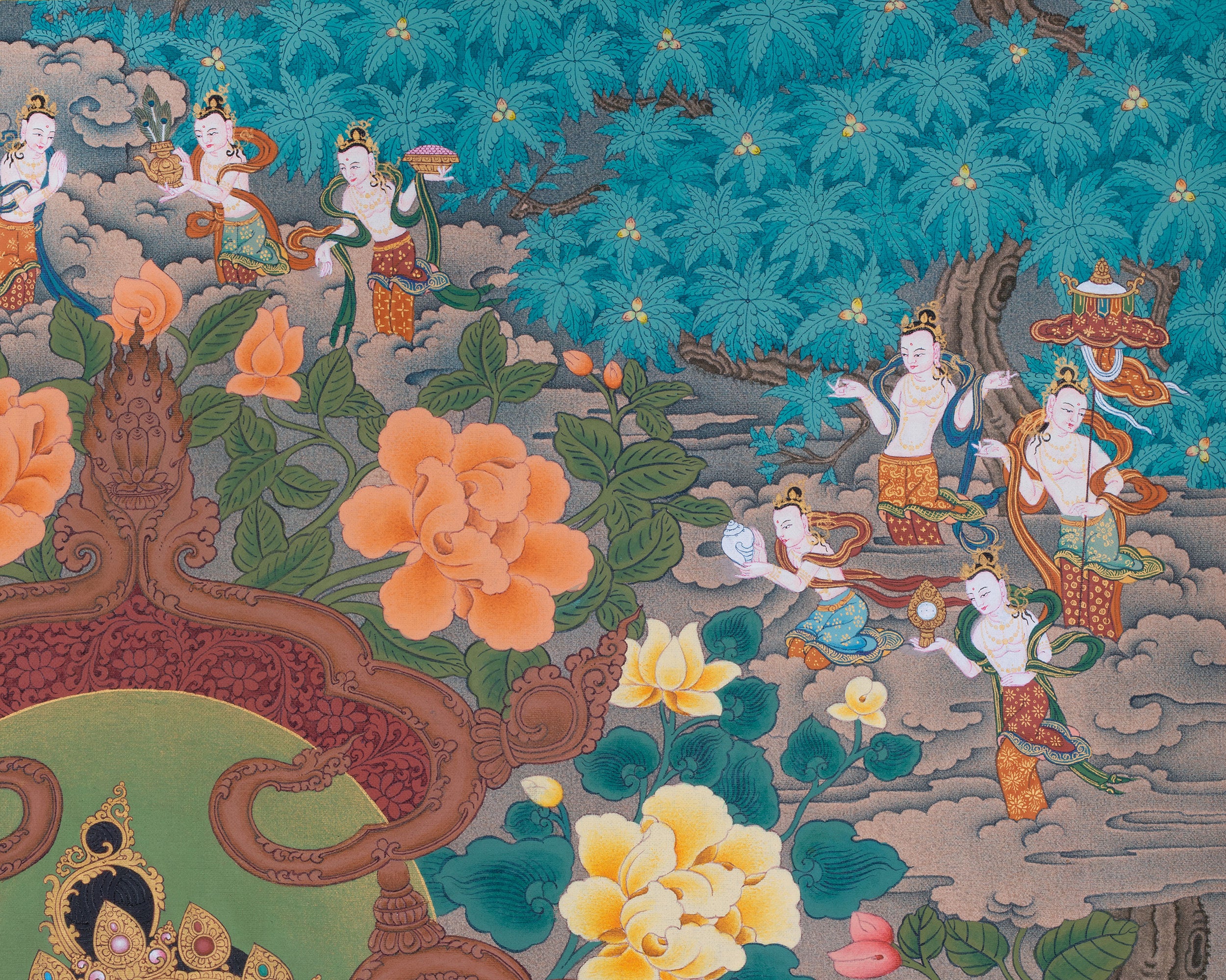 Jambala, Dzambhala Thangka Painting, Tibetan Thangka Print