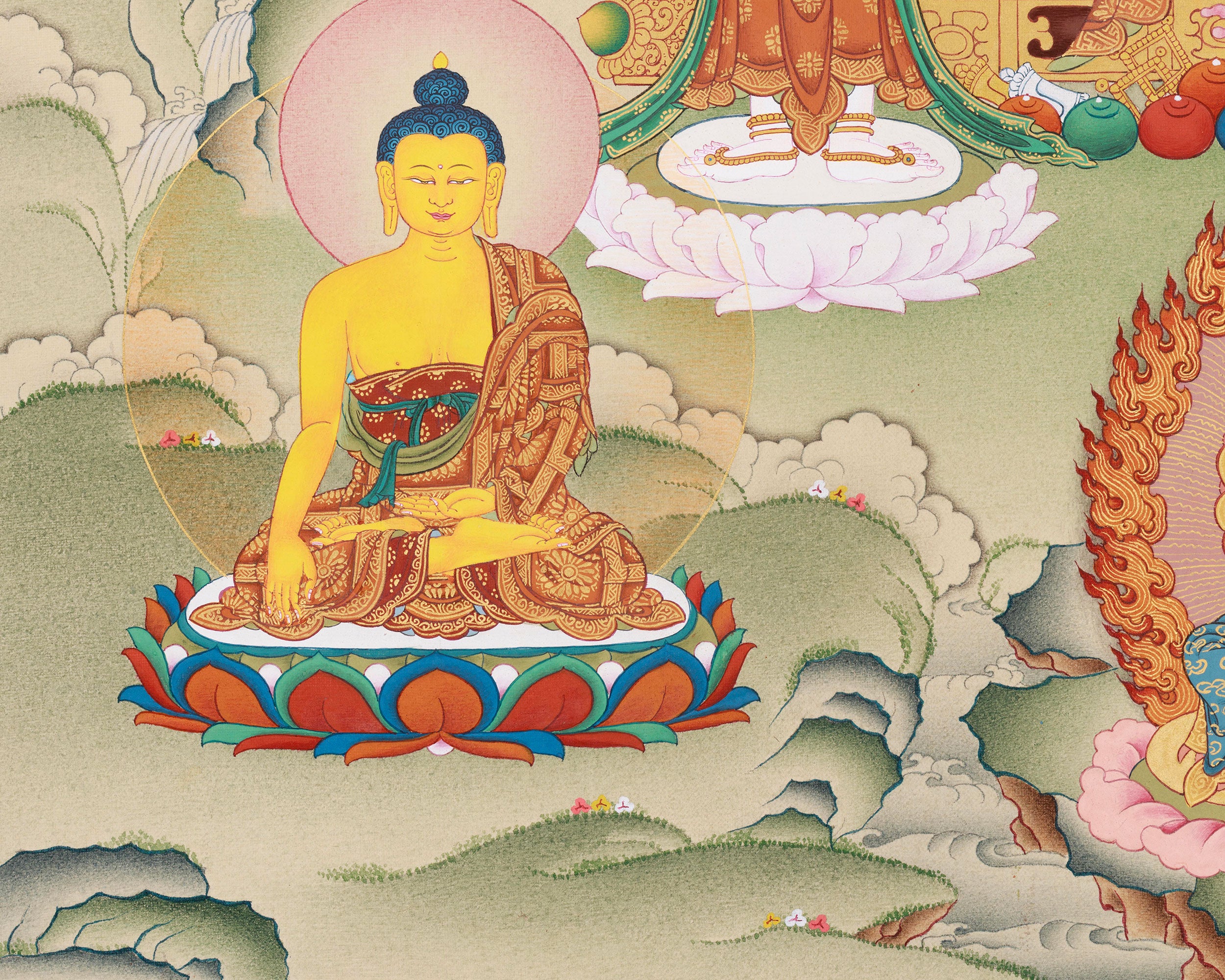 Large 20 x 30 Inch Eight Healing Buddhas Thangka | The Deities Who Bless with Health and Spiritual Power