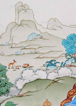 Sacred Guru Rinpoche Thangka | Authentic Tibetan Art for Spiritual Journey | Enlightened Teacher