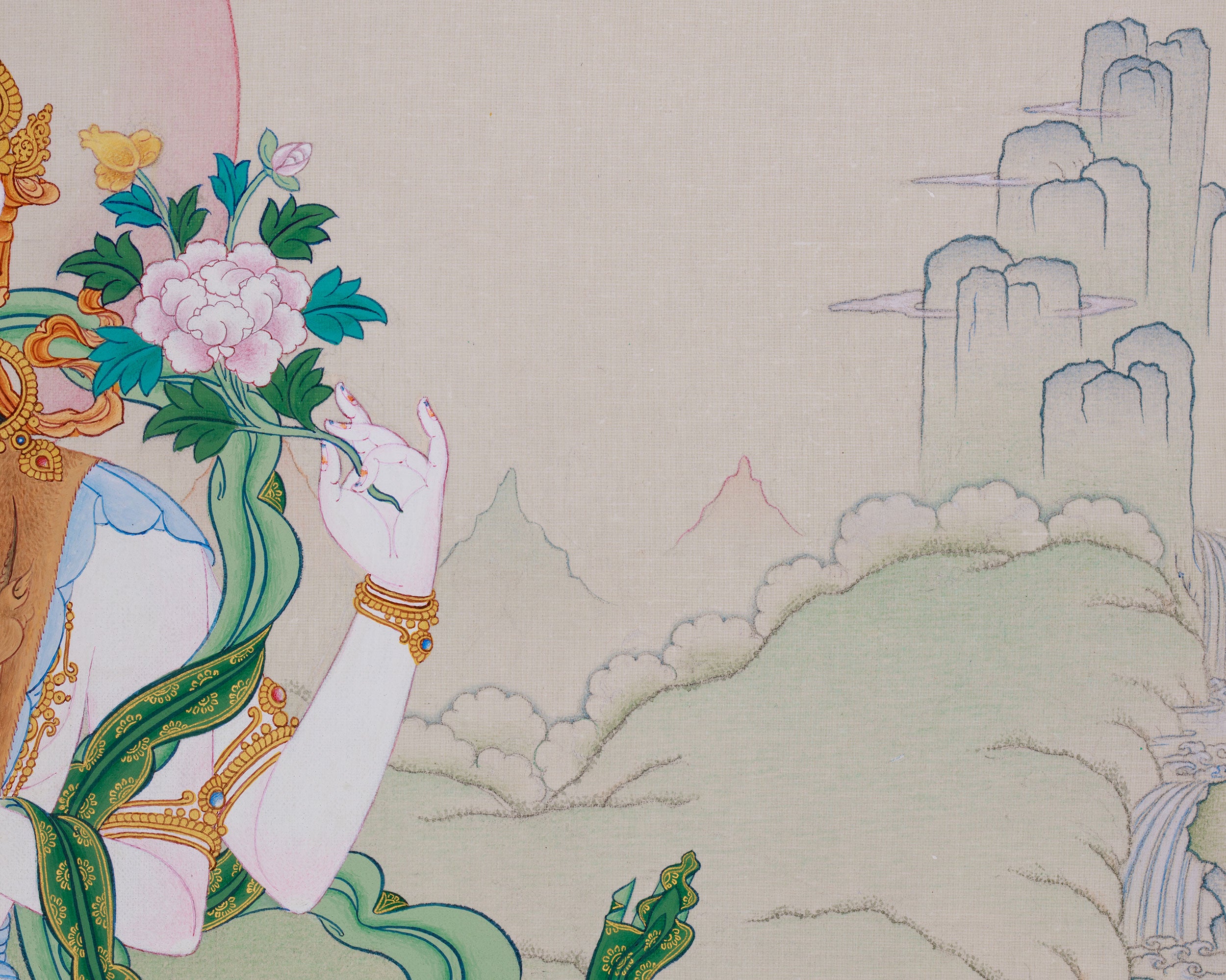 Authentic Tibetan Thangka of Chenrezig | Symbol of Loving-Kindness and Awakening