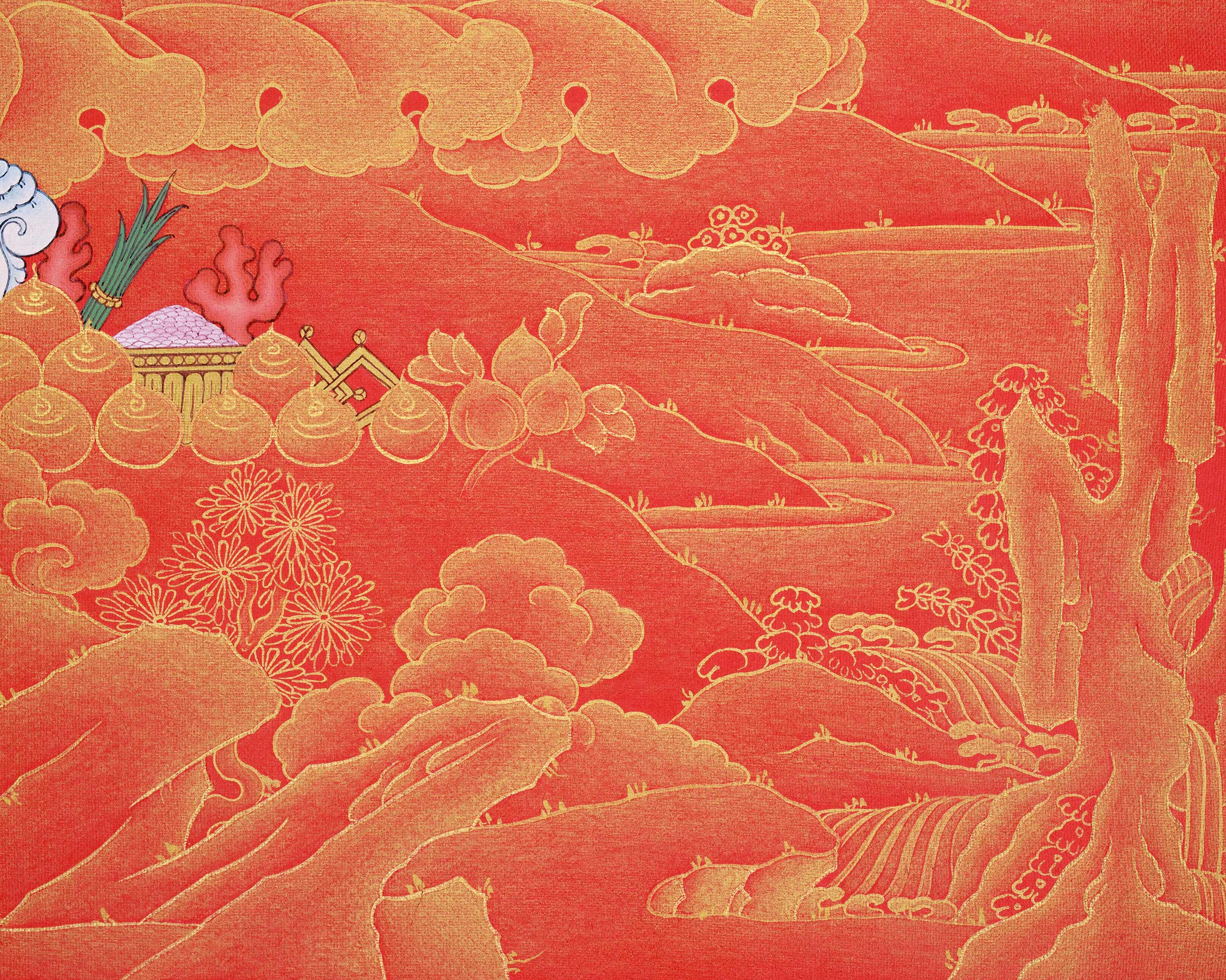 Gold Painted White Tara Thangka