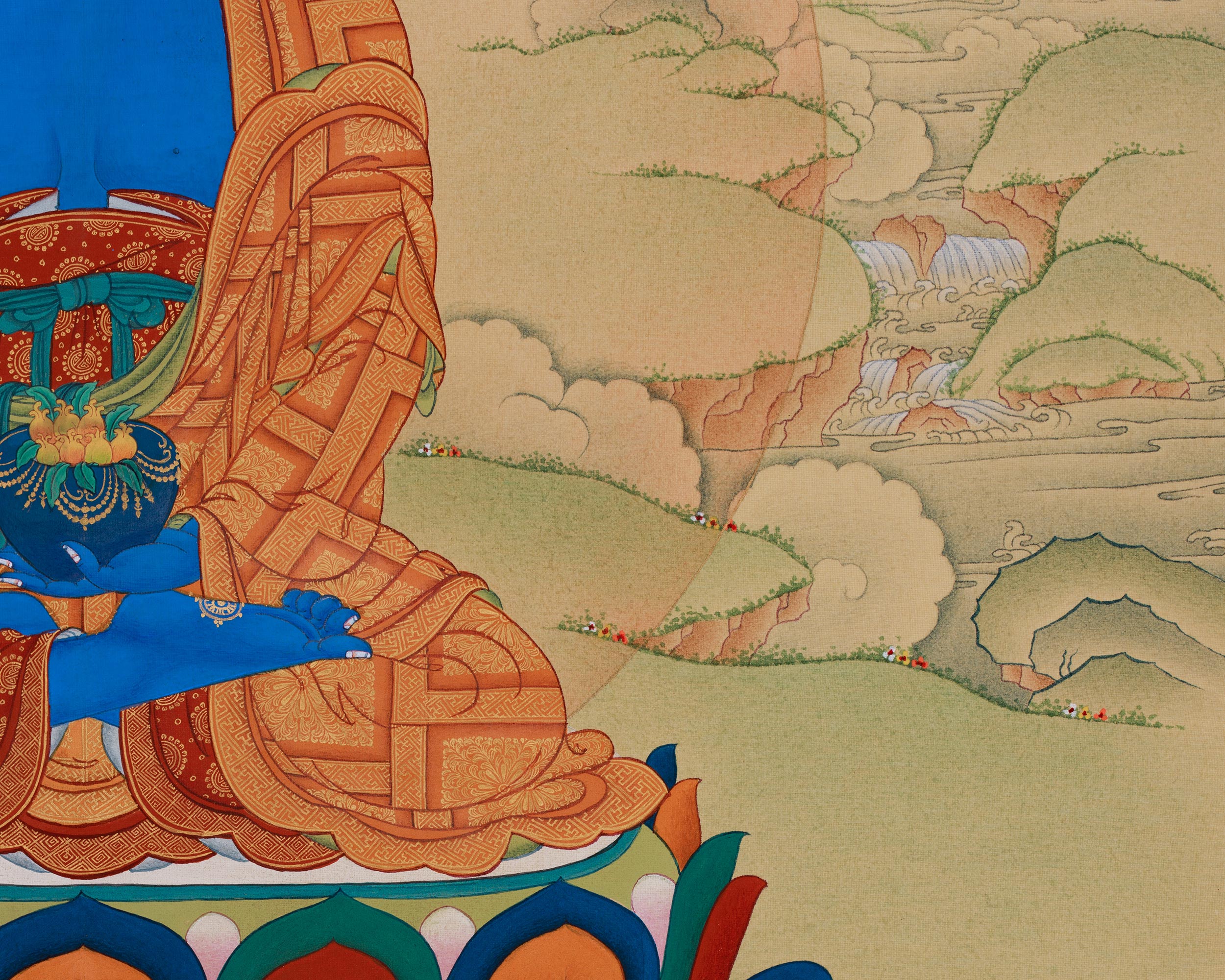 Exclusive Thangka of Healer Medicine Buddha | The Divine Buddha of Healing and Protection