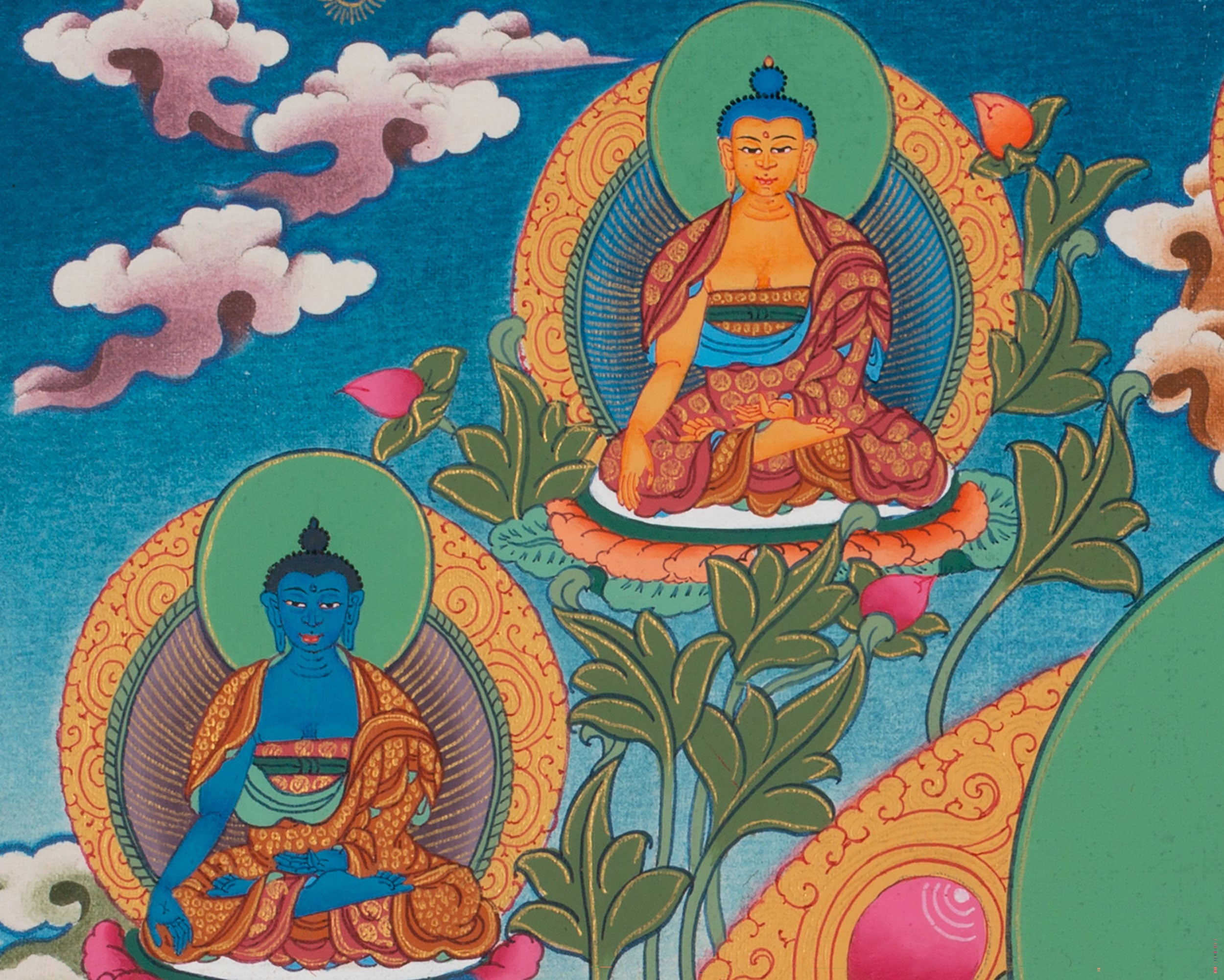 Shakyamuni Buddha with Five Dhyani Buddhas | Tibetan Art of Awakening and Compassion